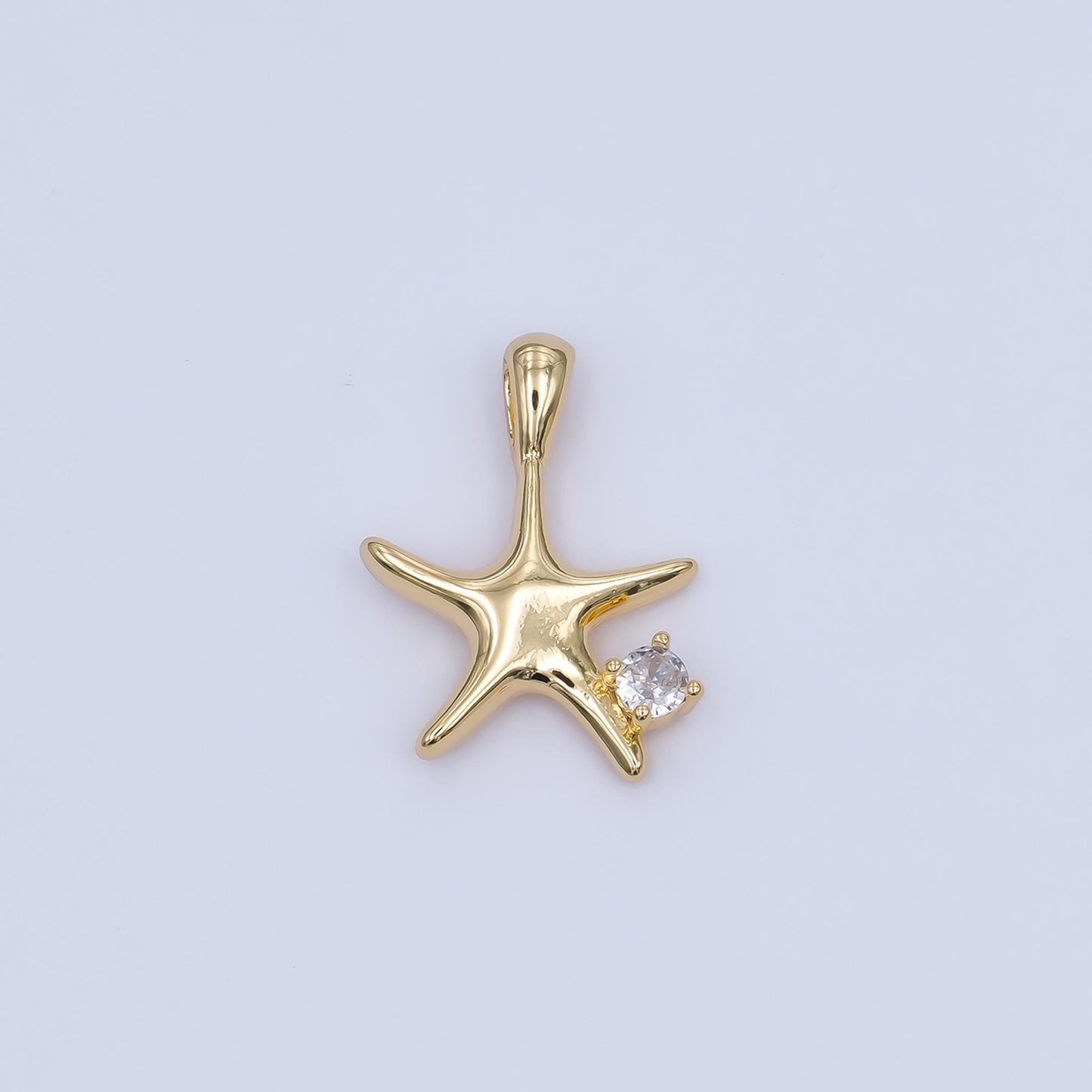 24K Gold Filled CZ Starfish Multidimensional 3D Charm in Gold & Silver | AH457