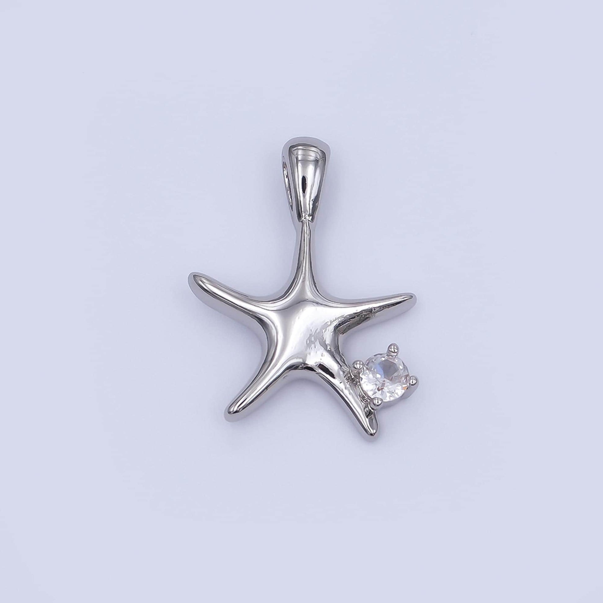 24K Gold Filled CZ Starfish Multidimensional 3D Charm in Gold & Silver | AH457
