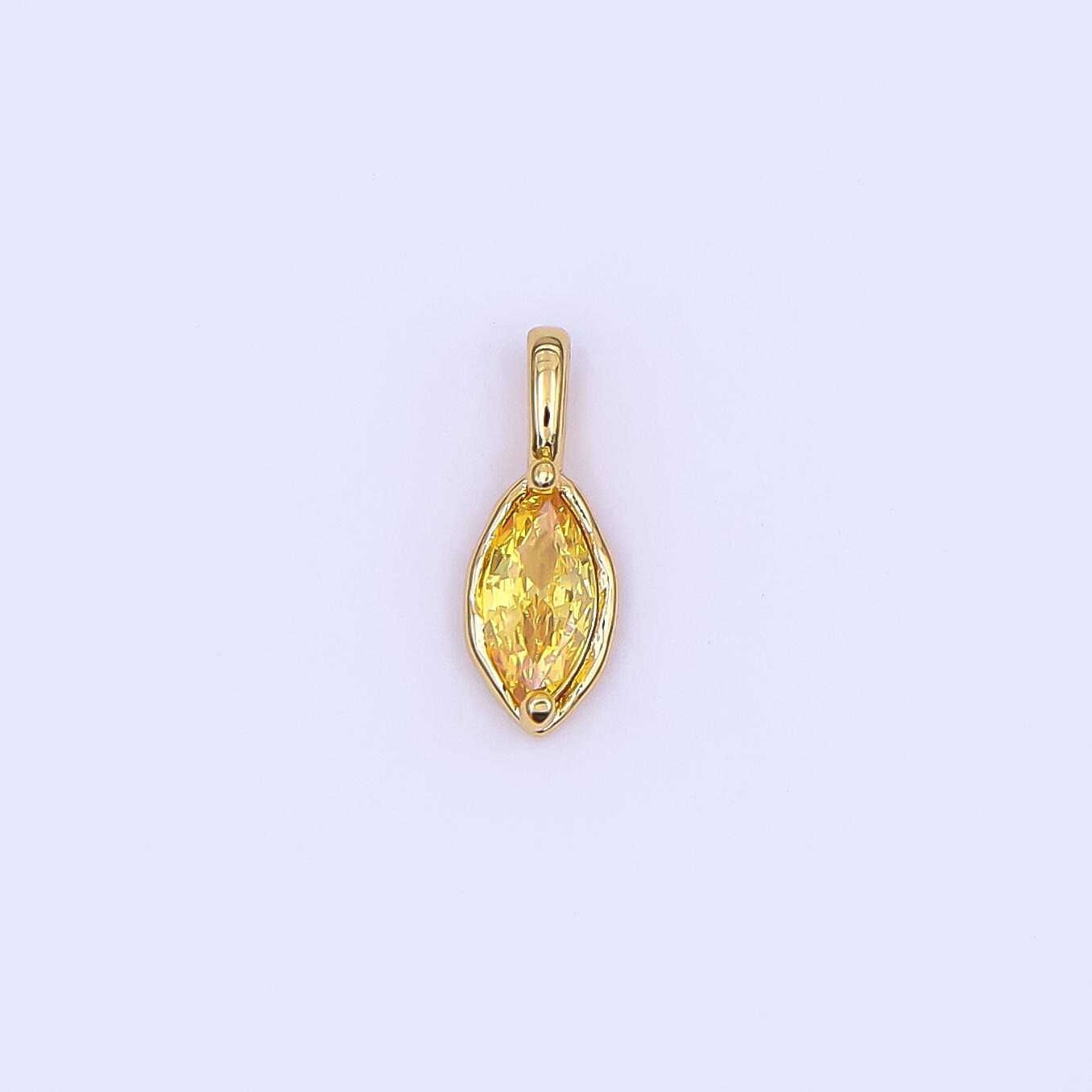 24K Gold Filled Marquise CZ Molten Bezel Pendant in Gold & Silver | AH433 - AH435