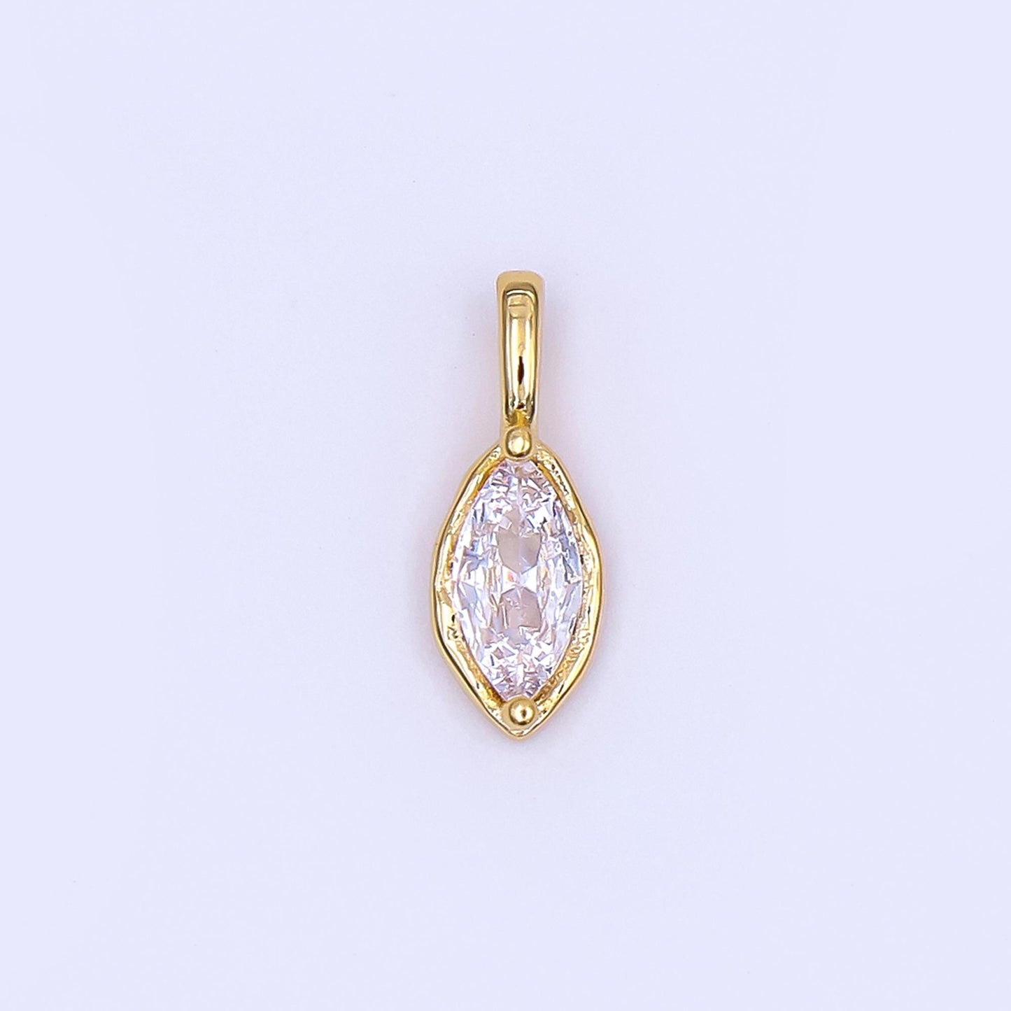 24K Gold Filled Marquise CZ Molten Bezel Pendant in Gold & Silver | AH433 - AH435