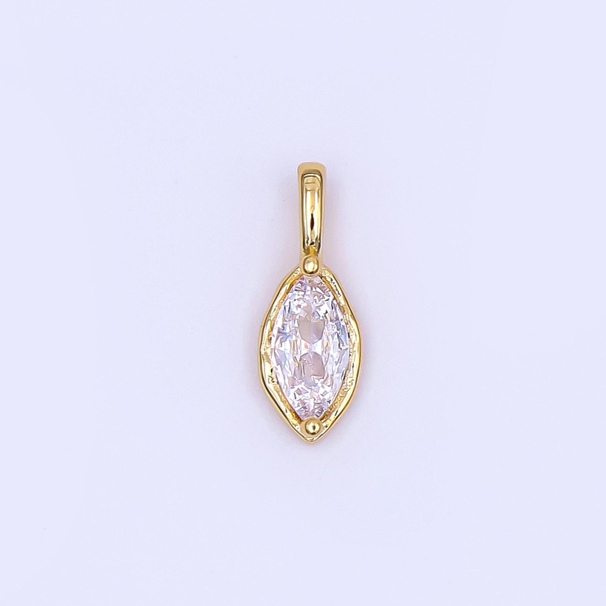 24K Gold Filled Marquise CZ Molten Bezel Pendant in Gold & Silver | AH433 - AH435
