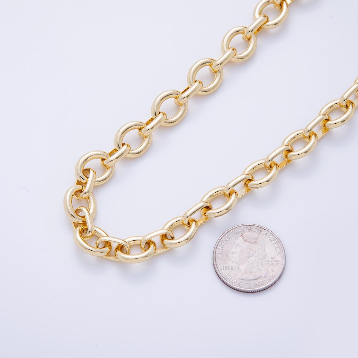 16K Gold Filled 11.8mm Minimalist Rolo Unfinished Chain by Yard | Roll-1568