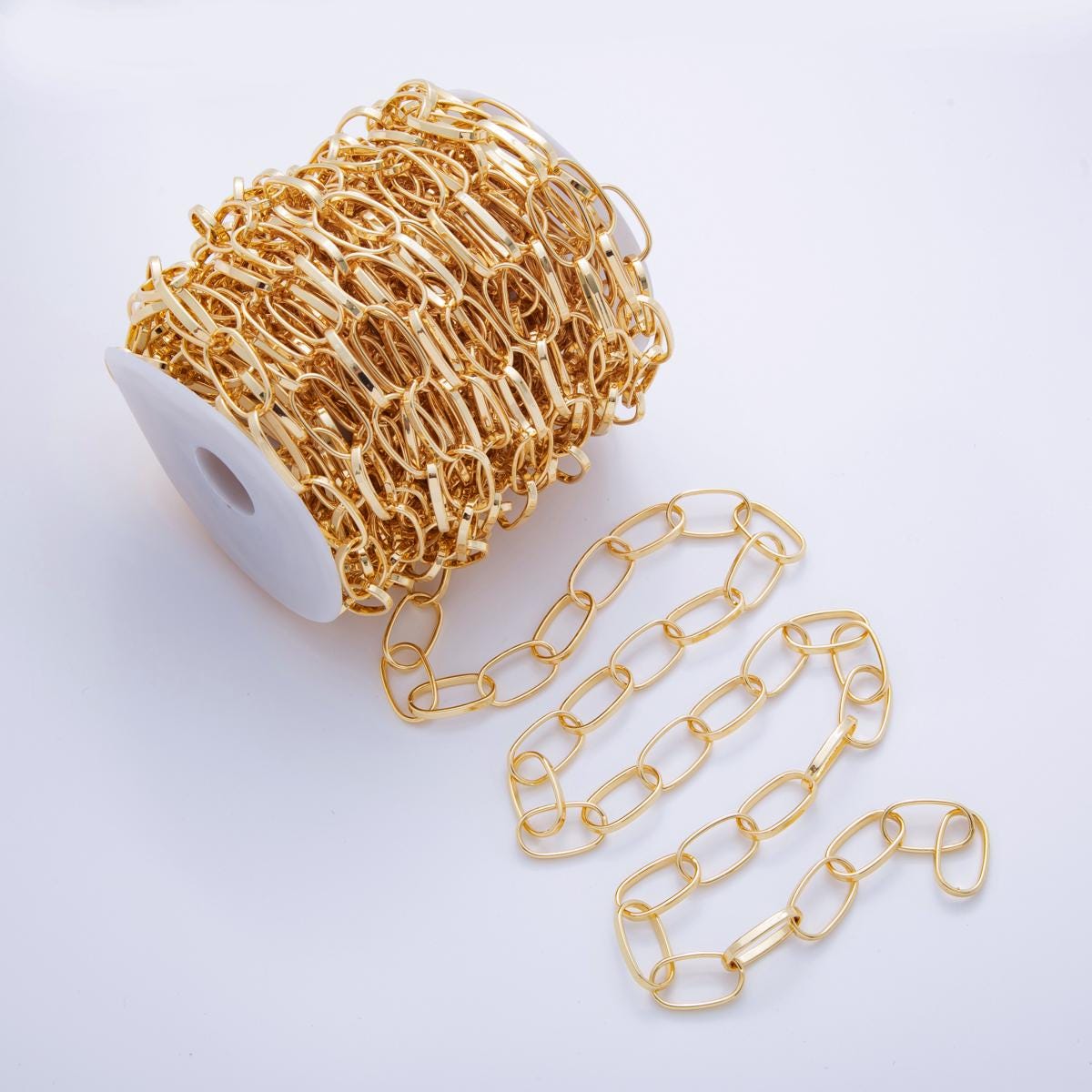16K Gold Filled 14.2mm Minimalist Paperclip Unfinished Chain by Yard | Roll-1570