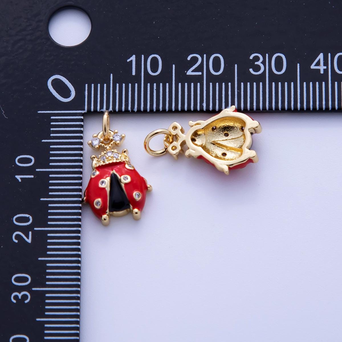 18K Gold Filled Micro Paved CZ Lady Bug Insect Animal Charm | AF310