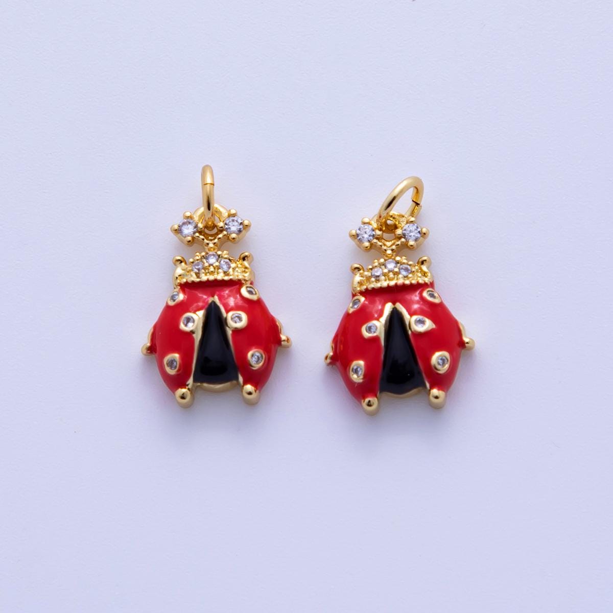 18K Gold Filled Micro Paved CZ Lady Bug Insect Animal Charm | AF310