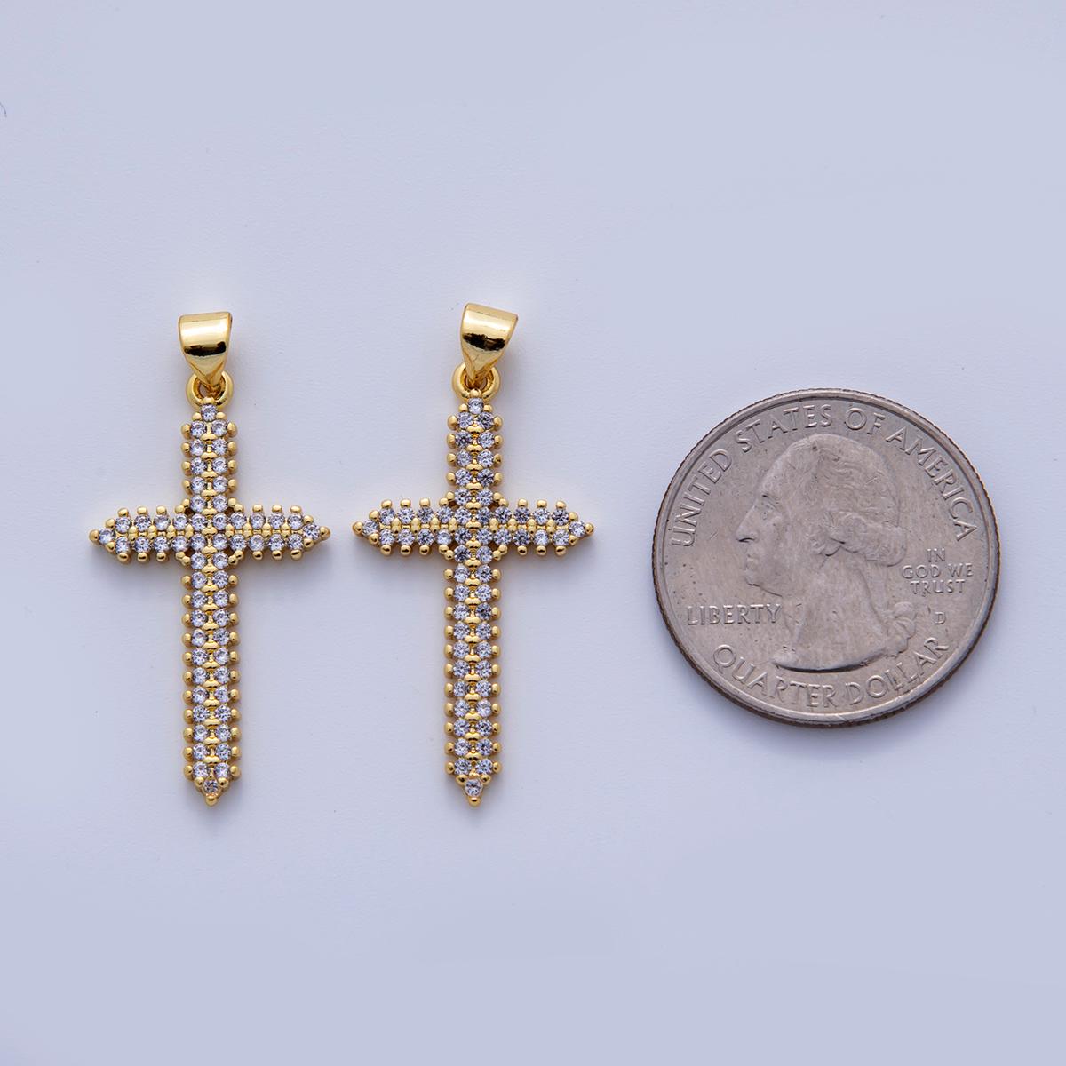 18K Gold Filled Micro Paved CZ Passion Religious Cross Pendant | AH722