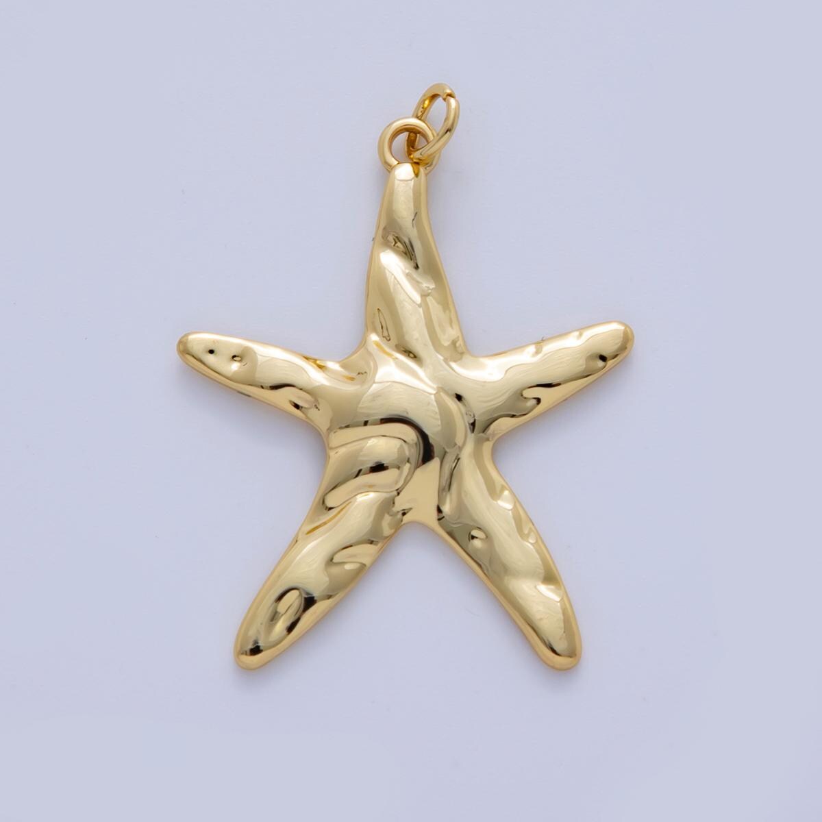 Stainless Steel 40mm Hammered Starfish Charm | AF316