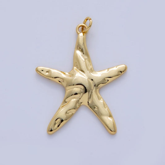 Stainless Steel 40mm Hammered Starfish Charm | AF316