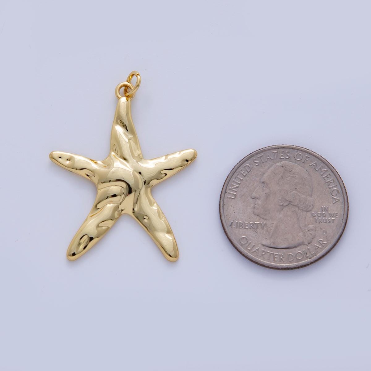 Stainless Steel 40mm Hammered Starfish Charm | AF316