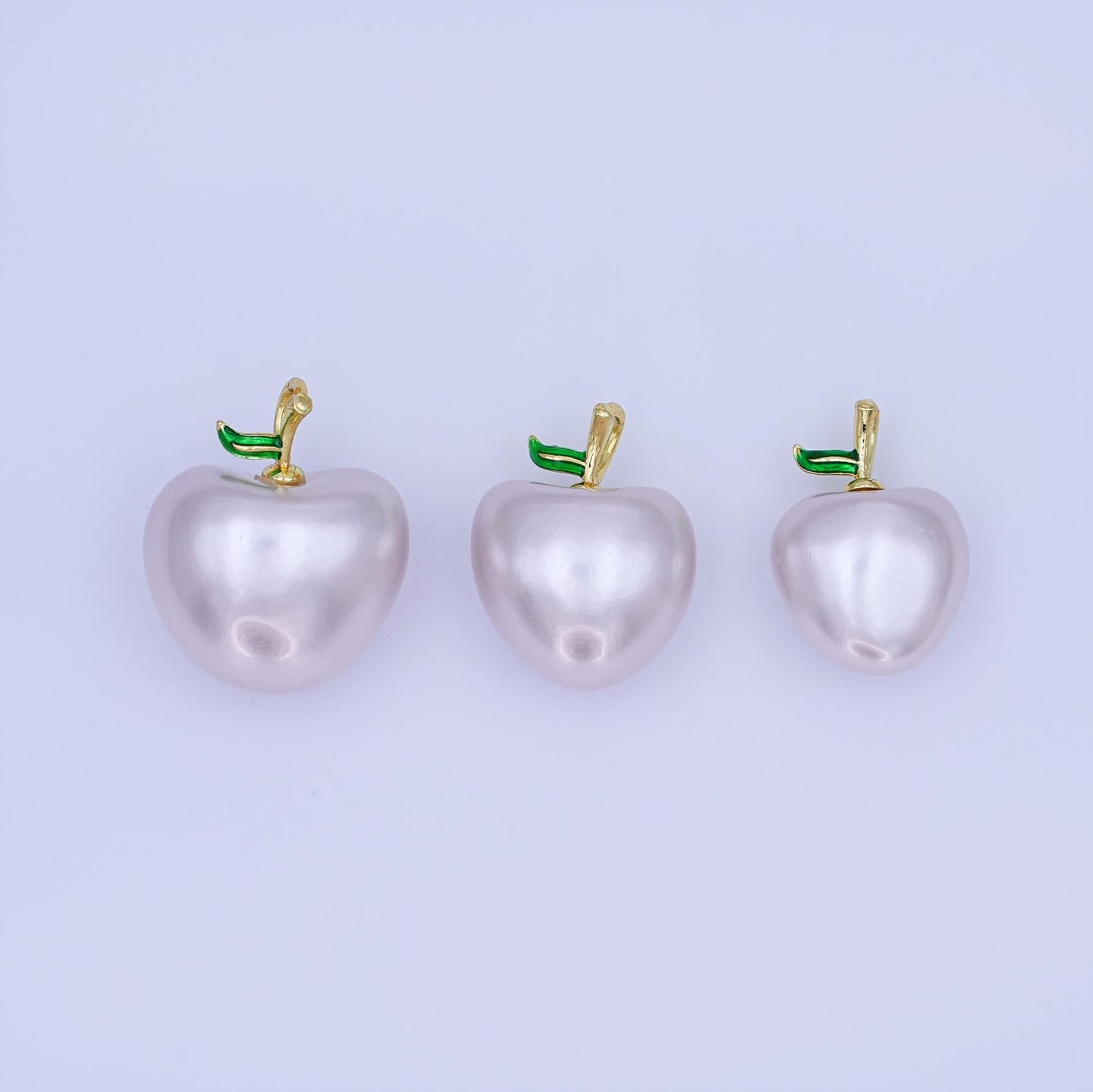 24k gold filled White Washington apple fruit charm Frosted Food Charm | ag-918