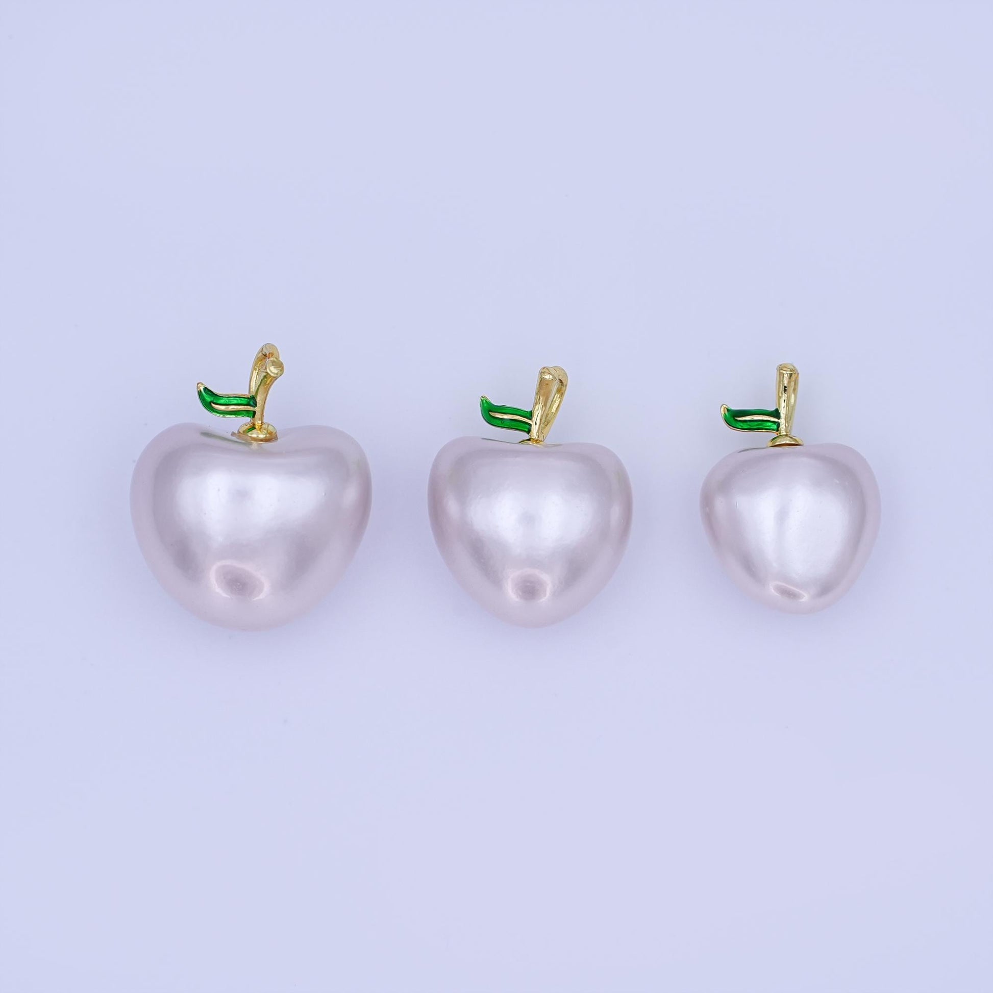 24k gold filled White Washington apple fruit charm Frosted Food Charm | ag-918