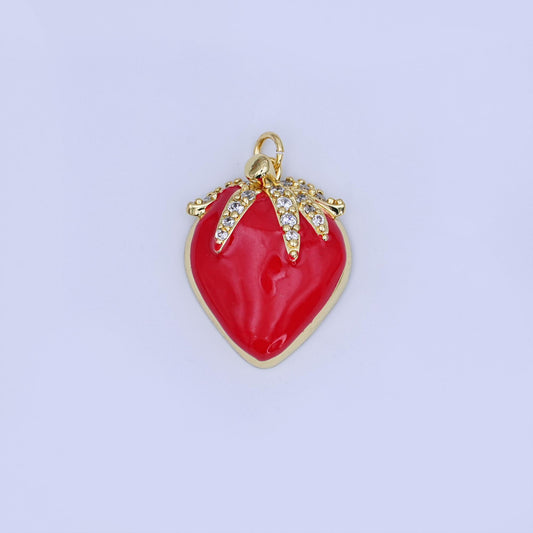 Mini strawberry 24k gold filled fruit charm | W-203