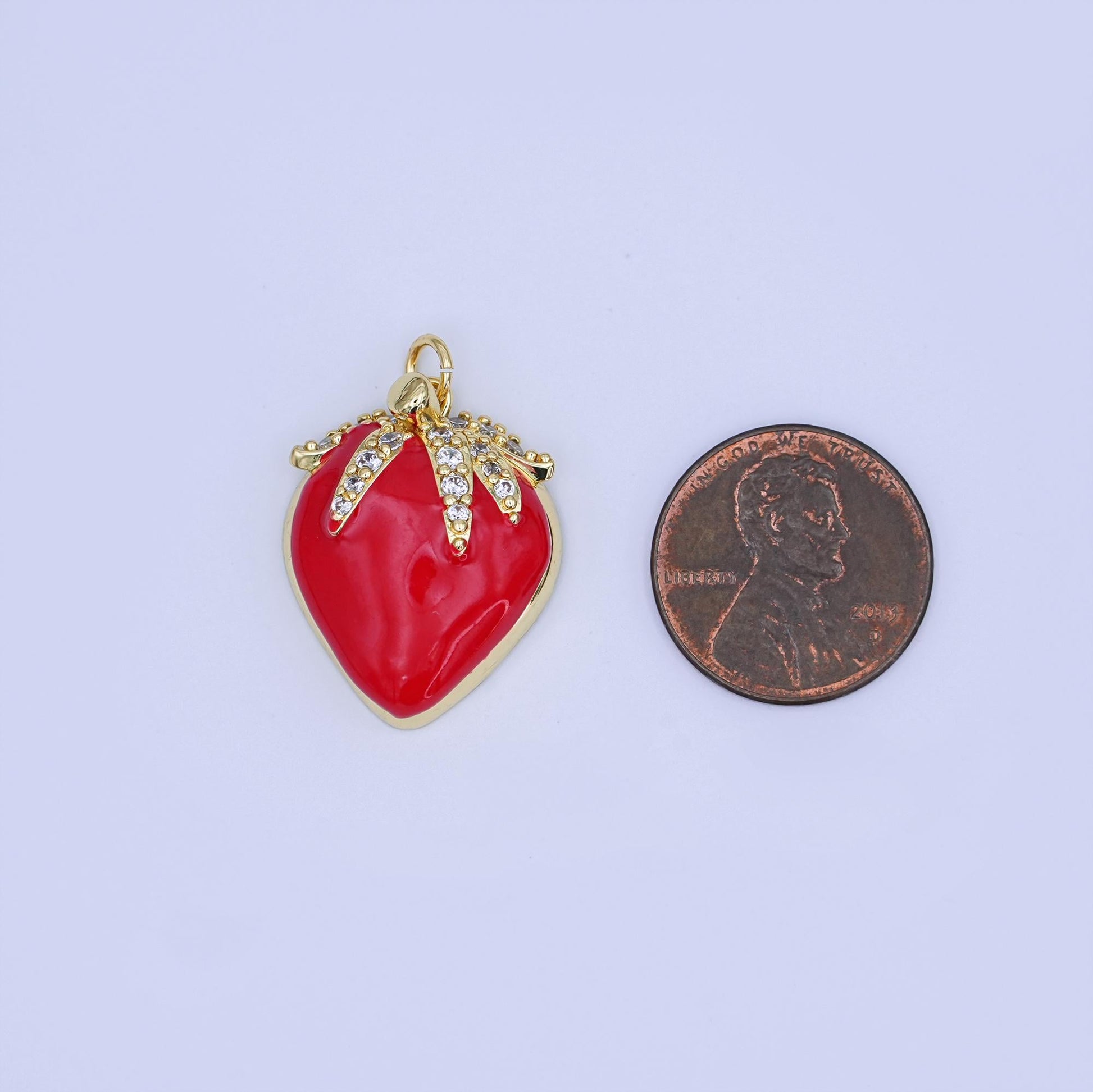 Mini strawberry 24k gold filled fruit charm | W-203