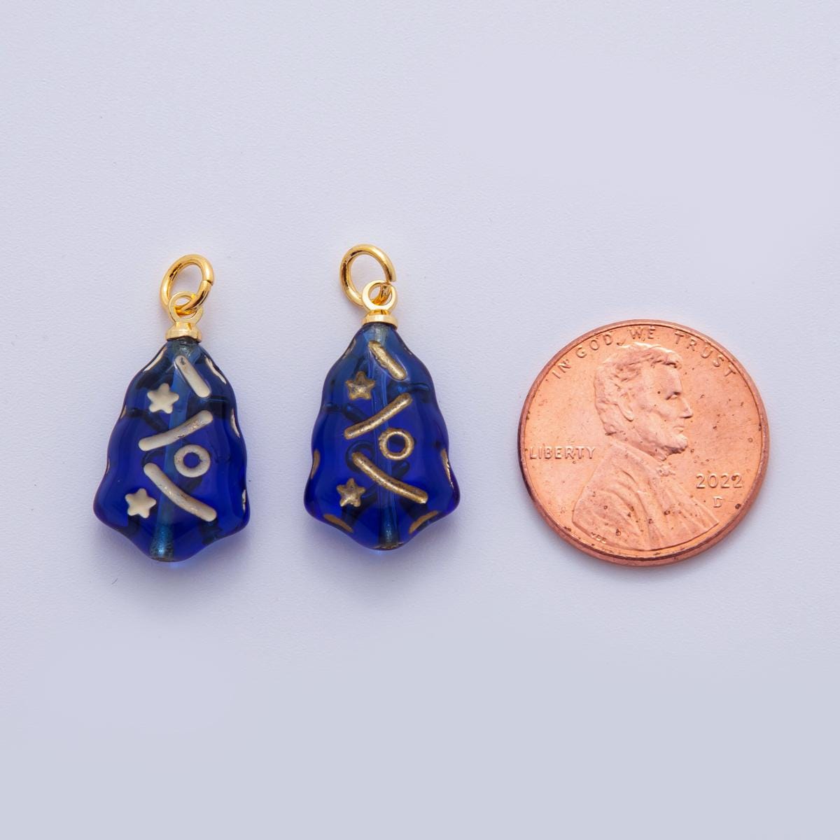 18K Gold Filled Blue Gold Lined Geometric Charm | AF287