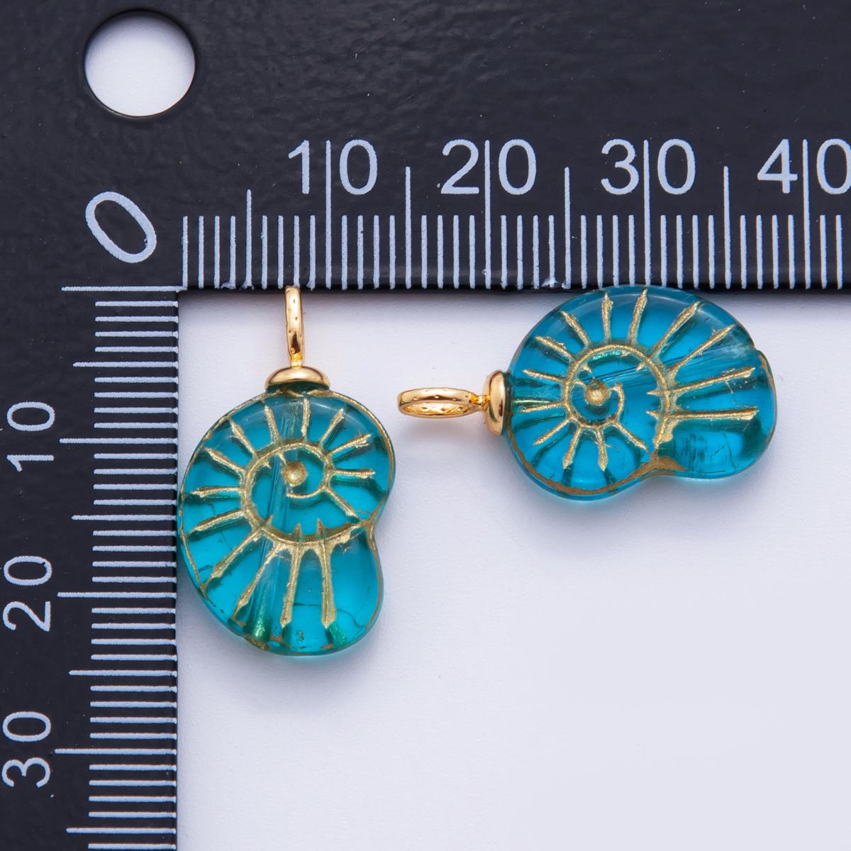 18K Gold Filled Blue Conch Sea Shell Drop Pendant | AF290