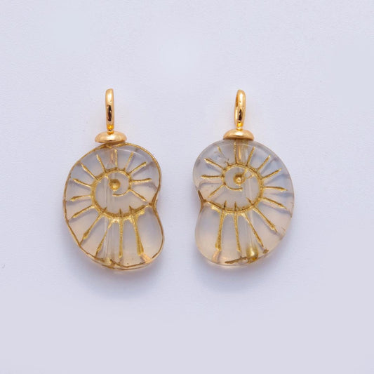 18K Gold Filled Clear Conch Sea Shell Drop Pendant | AF291