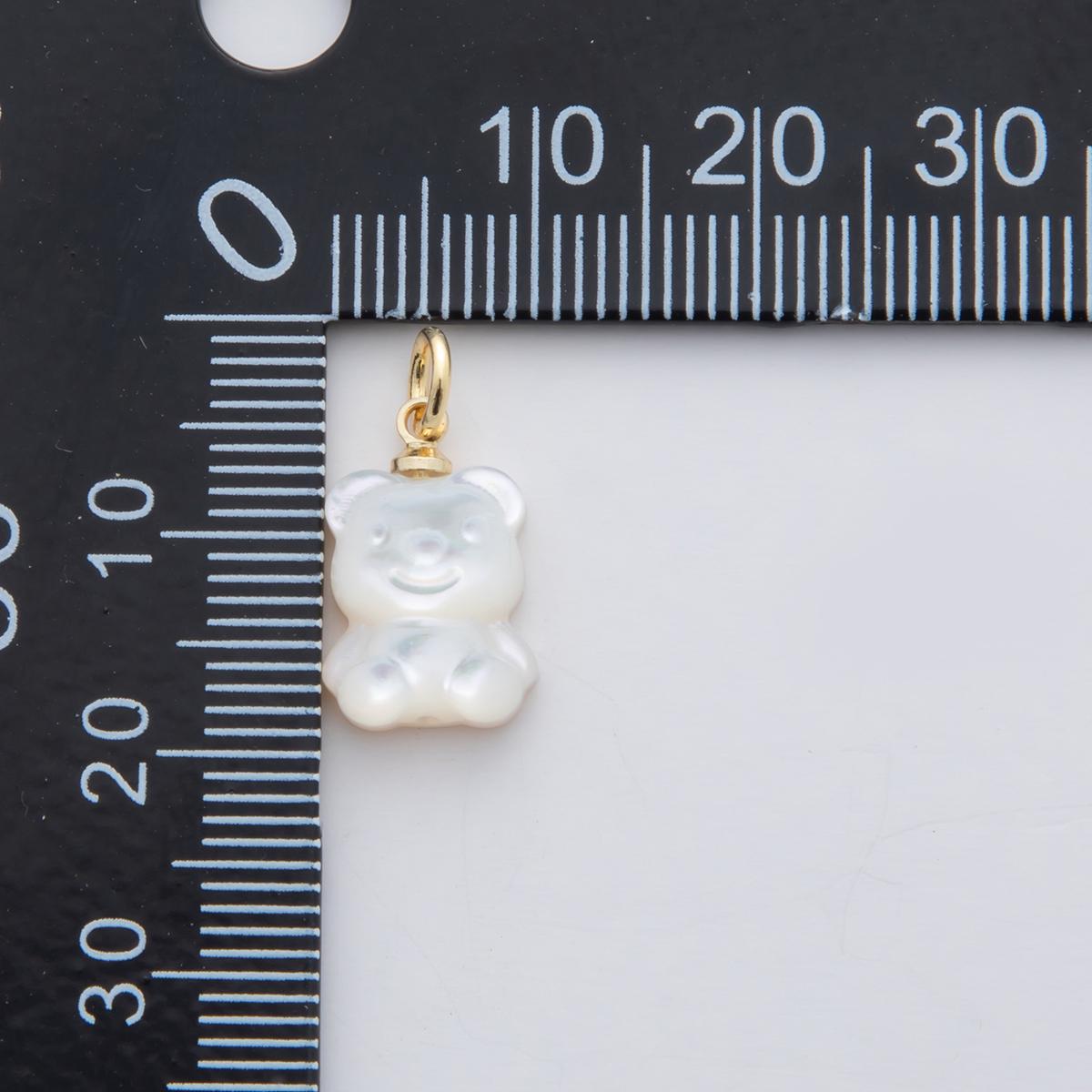 18K Gold Filled White Shell Pearl Teddy Bear Charm | AF295