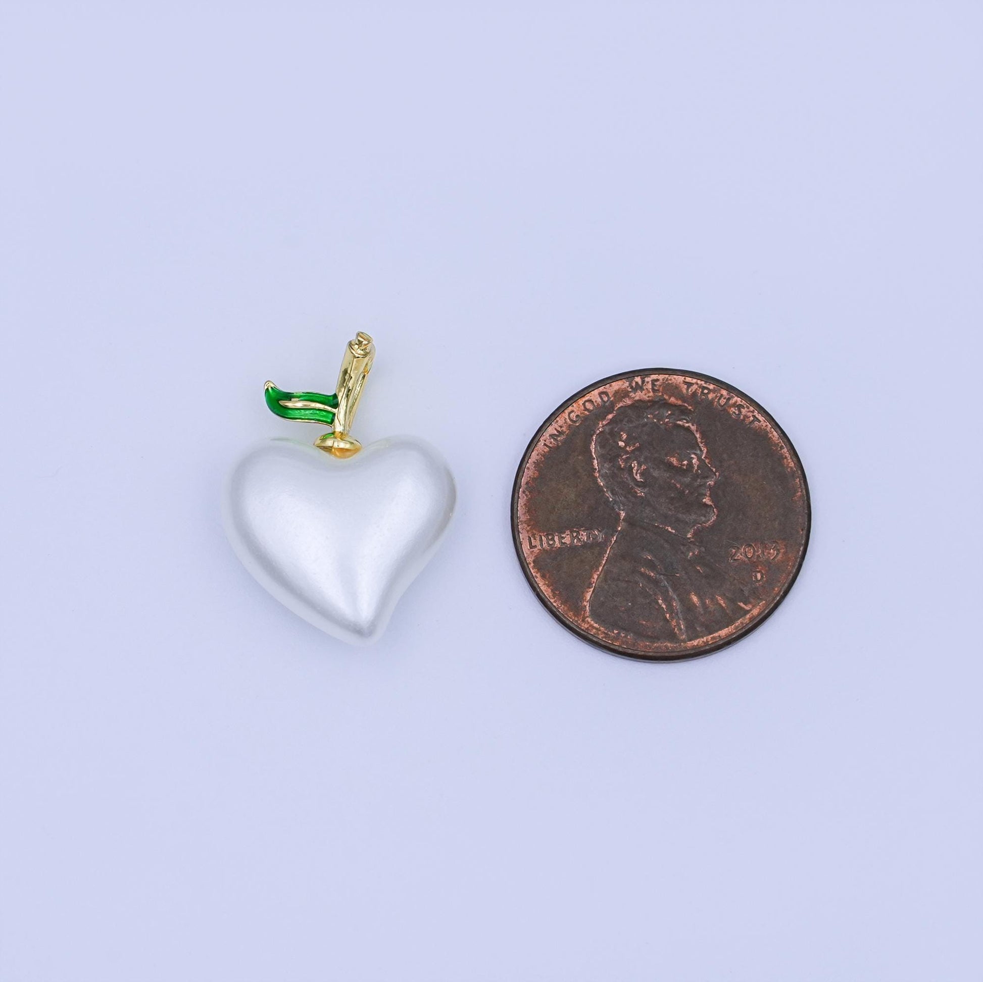24K Gold Filled White Heart Apple Fruit Pendant | AH417