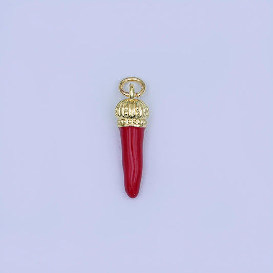 24K Gold Filled Red Enamel Chili Charm | W473