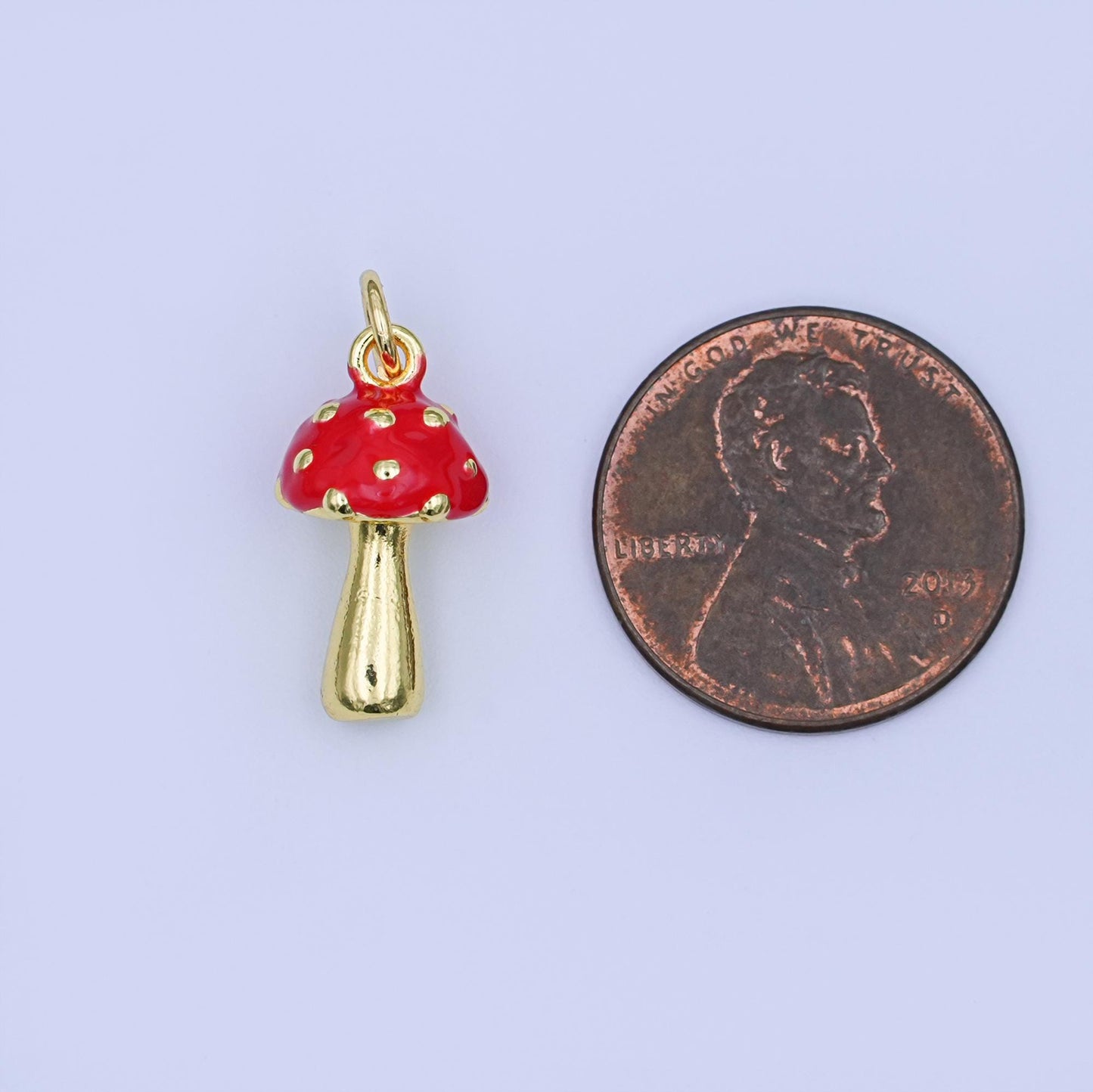 24K Gold Filled Red Mushroom Multidimensional 3D Charm | W468