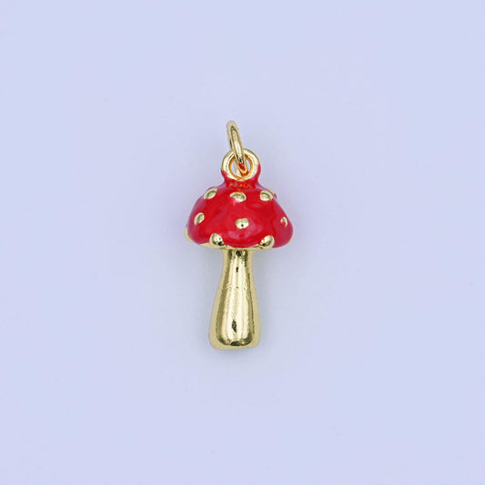 24K Gold Filled Red Mushroom Multidimensional 3D Charm | W468