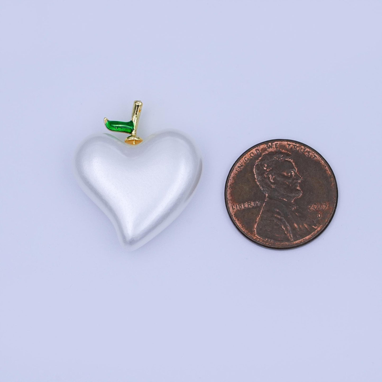24K Gold Filled 26mm White Heart Fruit Pendant | AH418