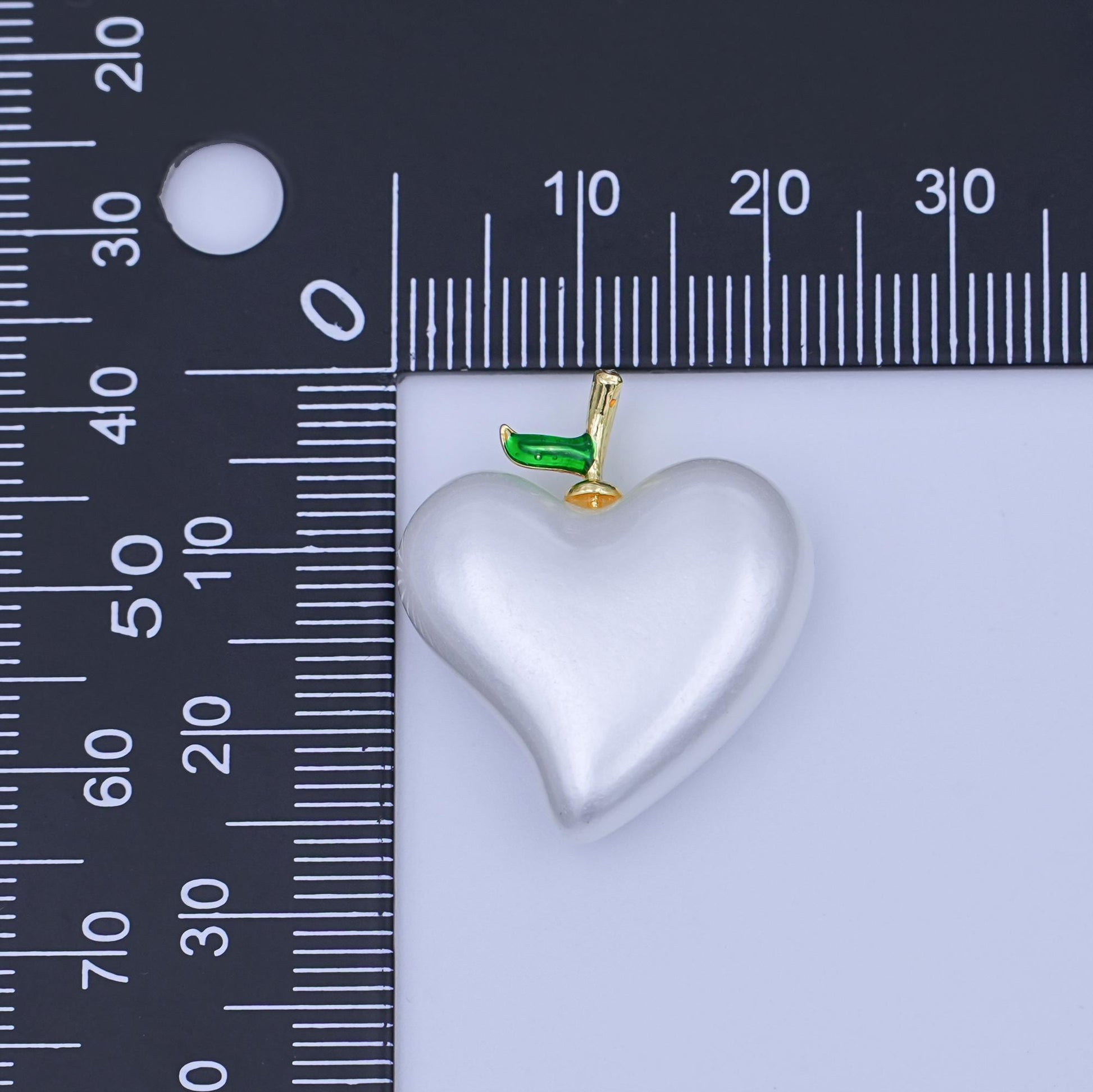 24K Gold Filled 26mm White Heart Fruit Pendant | AH418