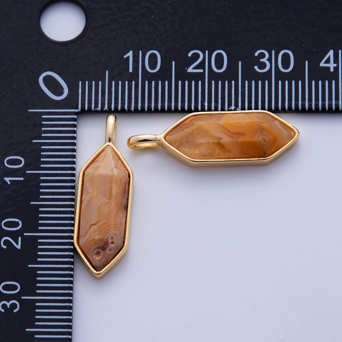 18K Gold Filled Natural Gemstone Hexagon Pendant | AF298
