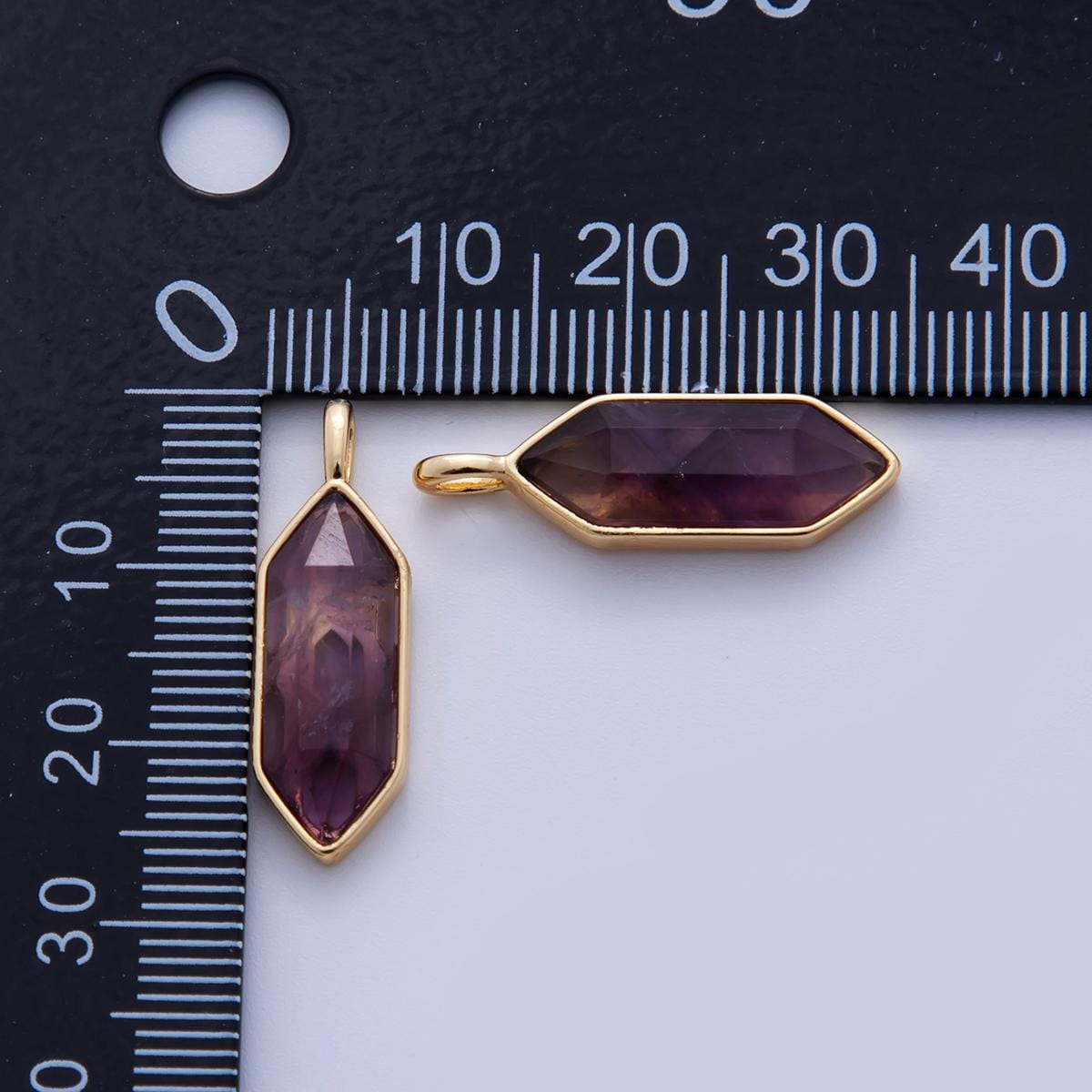 18K Gold Filled Natural Gemstone Hexagon Pendant | AF298