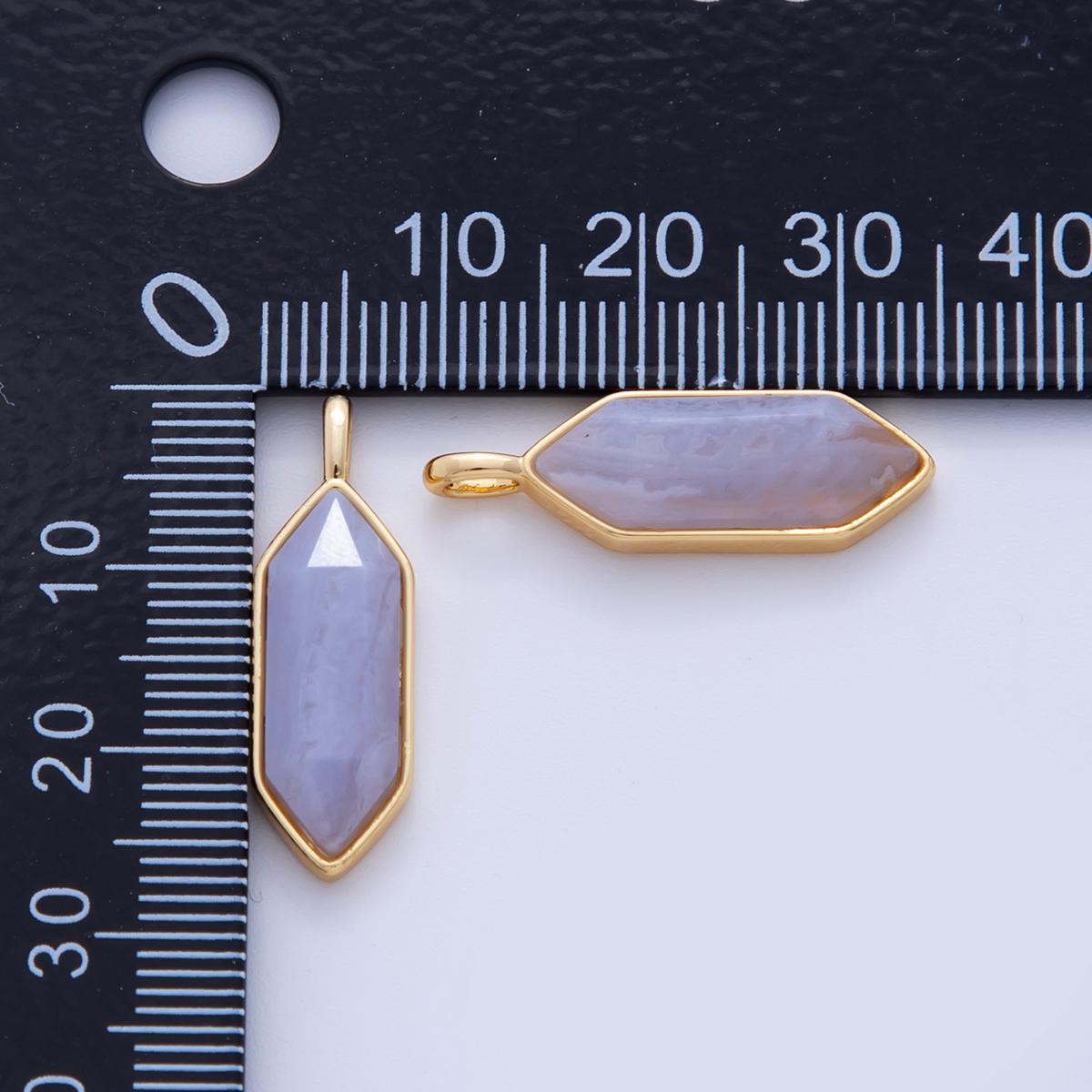 18K Gold Filled Natural Gemstone Hexagon Pendant | AF298
