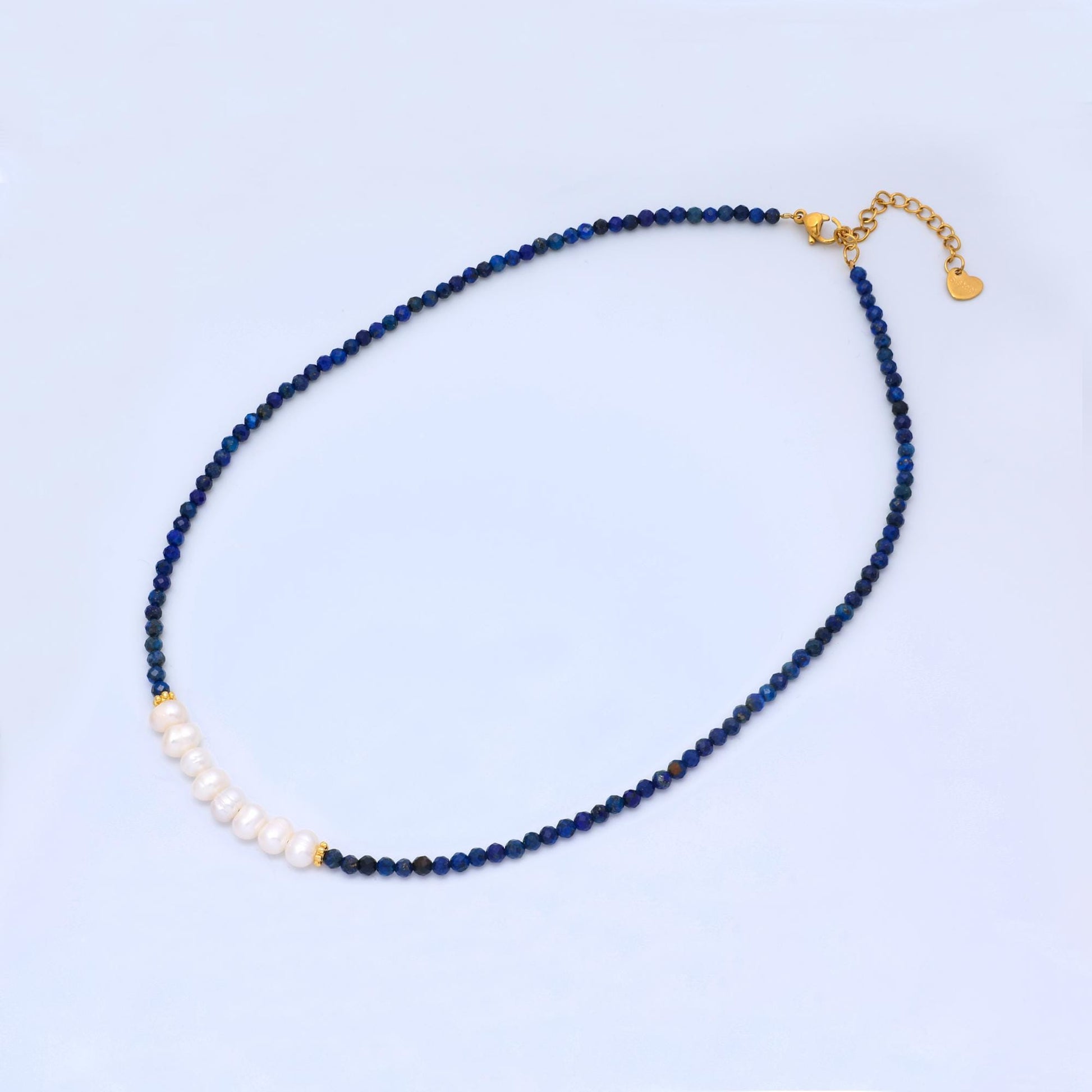 Stainless Steel Freshwater Pearl Lapis Lazuli, Citrine, Amethyst Gemstone 16 Inch Necklace | WA-3040 ~ WA-3042