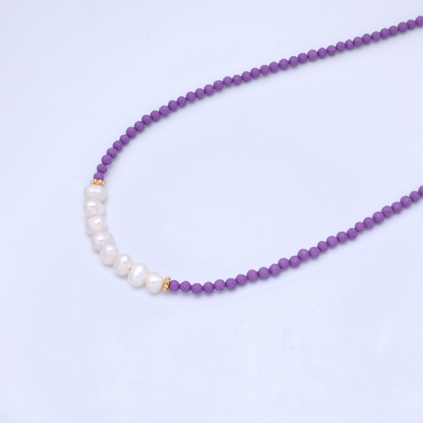Stainless Steel Freshwater Pearl Lapis Lazuli, Citrine, Amethyst Gemstone 16 Inch Necklace | WA-3040 ~ WA-3042
