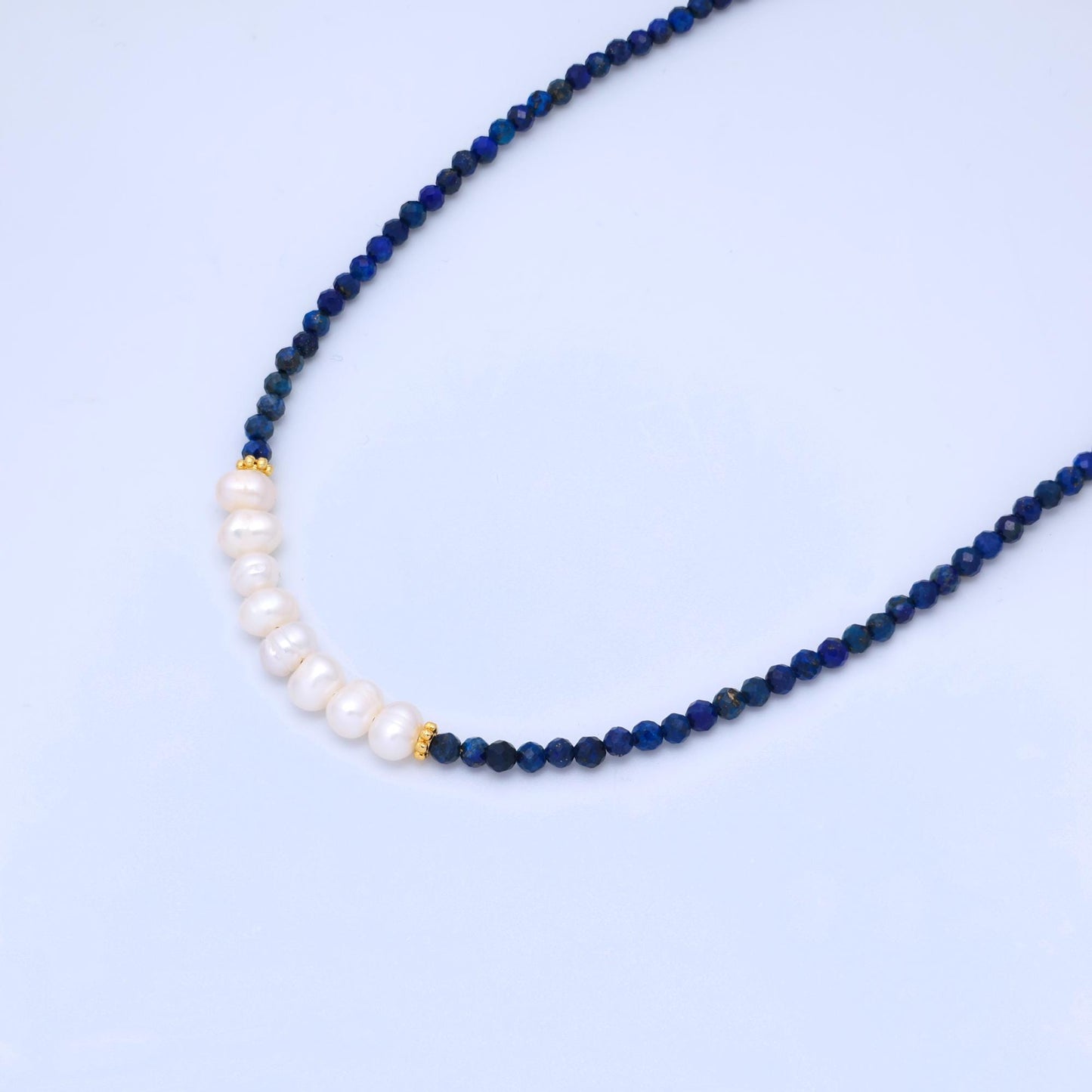 Stainless Steel Freshwater Pearl Lapis Lazuli, Citrine, Amethyst Gemstone 16 Inch Necklace | WA-3040 ~ WA-3042