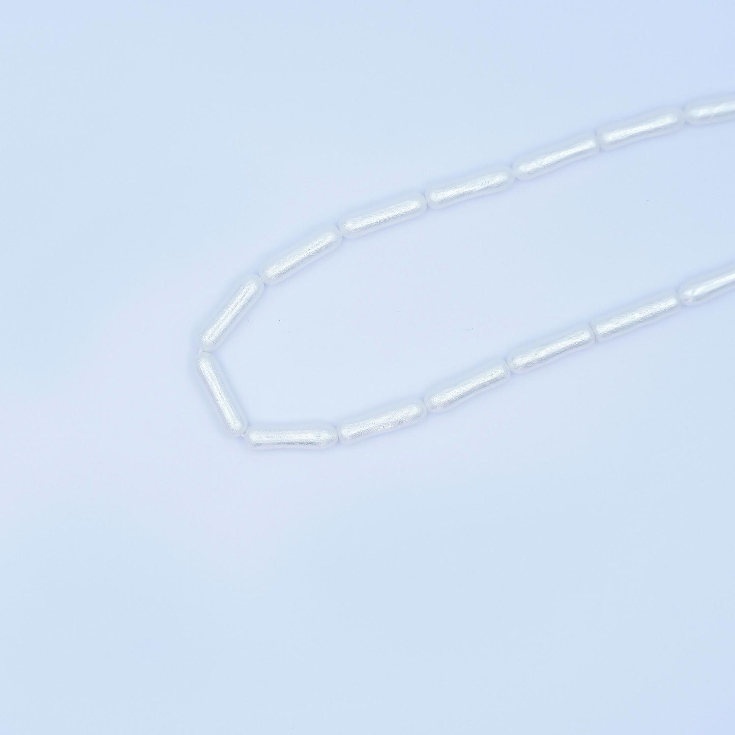 20mm White, Peach Biwa Rectangular Freshwater Pearl Strand | WA-2984 WA-2985