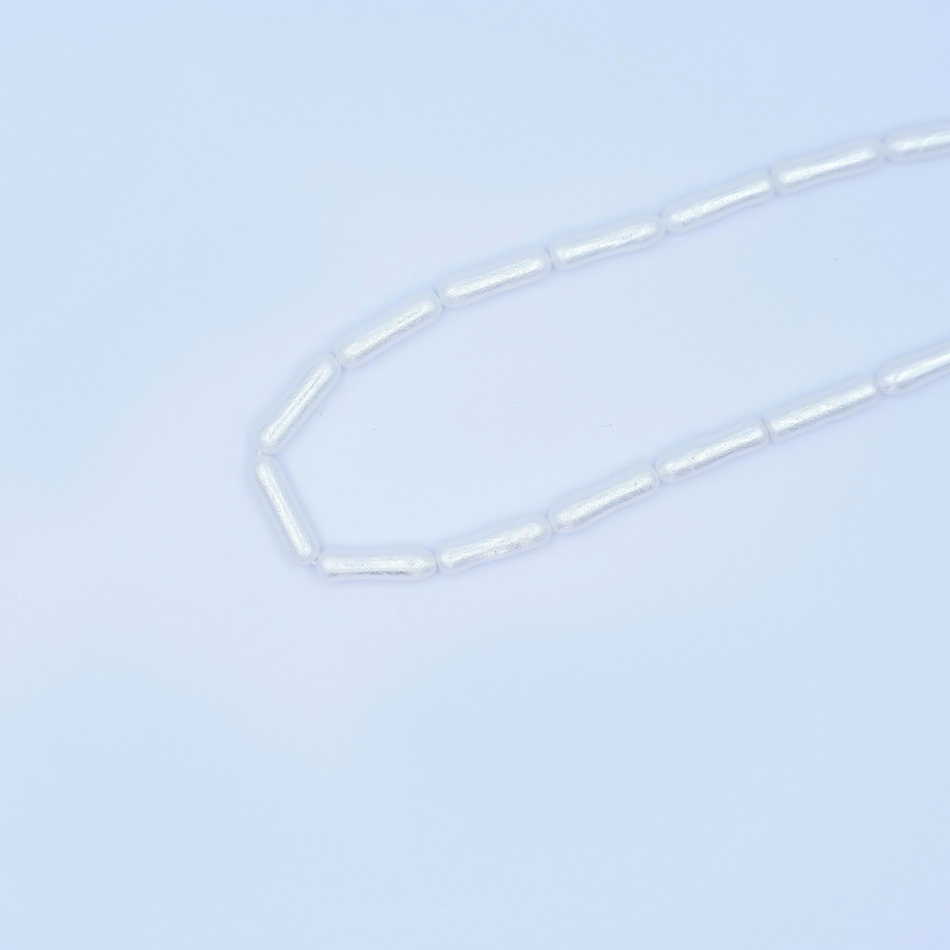 20mm White, Peach Biwa Rectangular Freshwater Pearl Strand | WA-2984 WA-2985