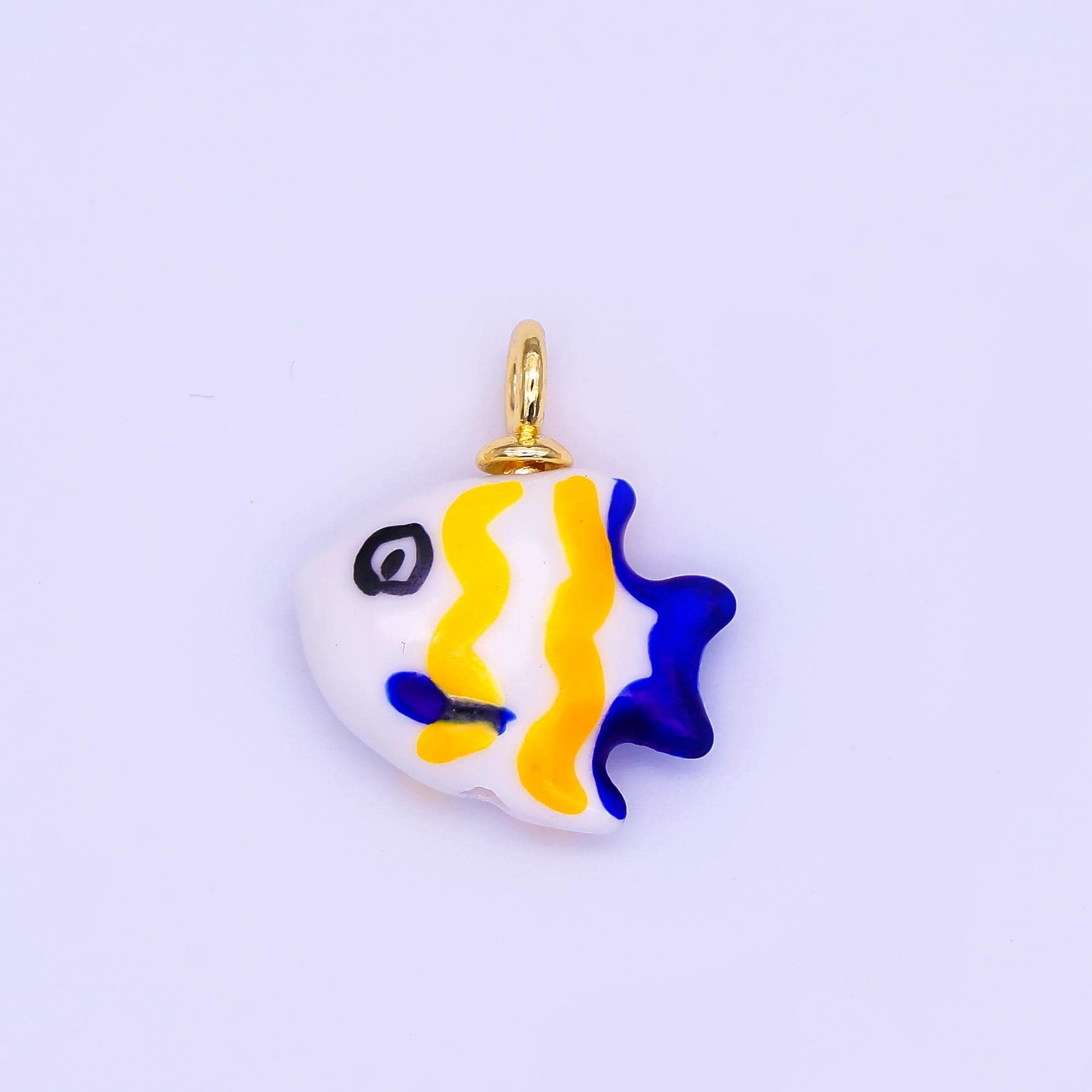 24K Gold Filled Idol Fish Ceramic Drop Pendant | N130