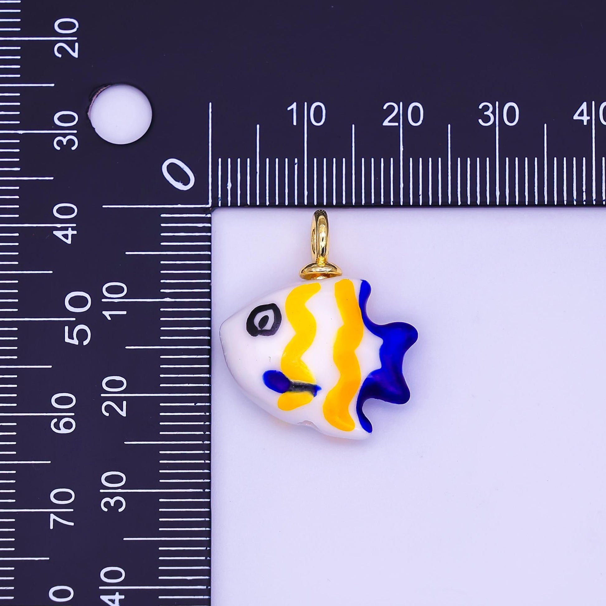 24K Gold Filled Idol Fish Ceramic Drop Pendant | N130