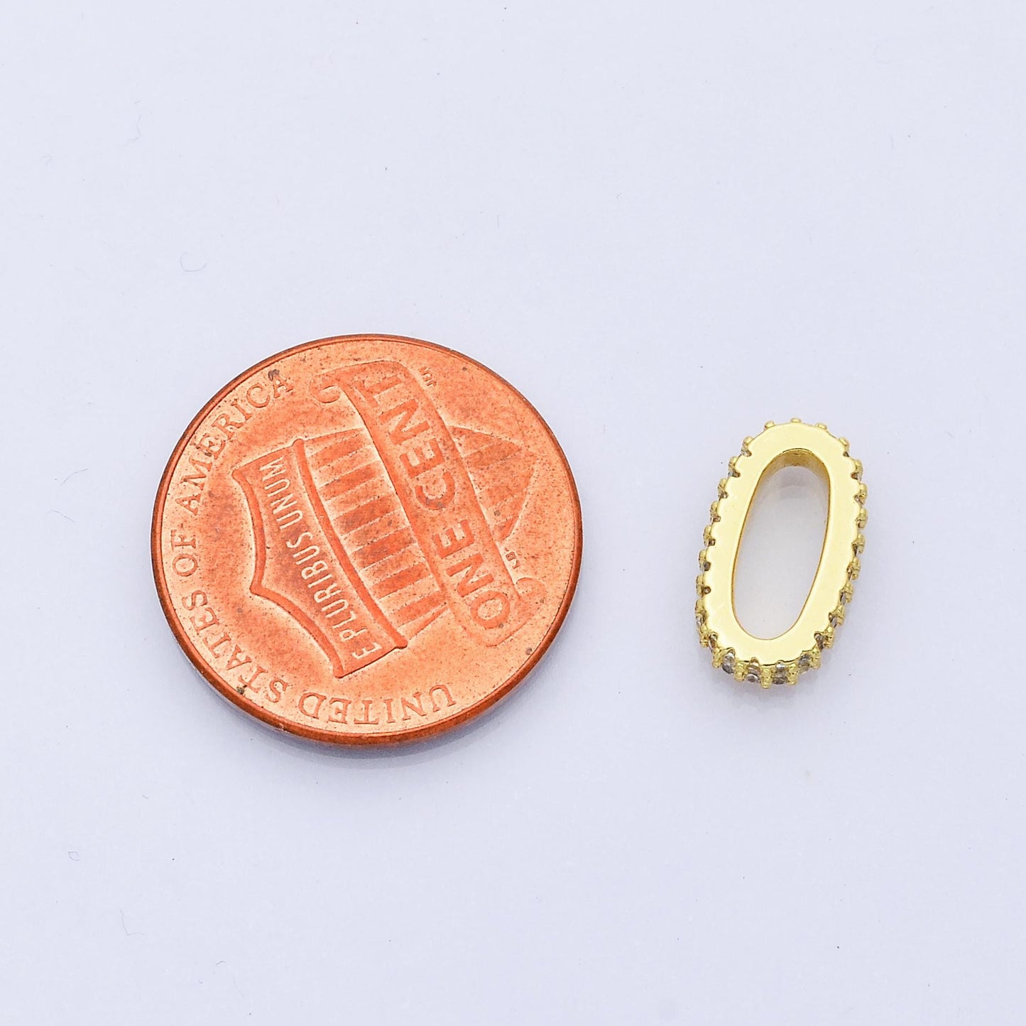 Mini Gold filled oval paper clip link pendant, micro cz pave Charm Connector Enhanced Link B-506