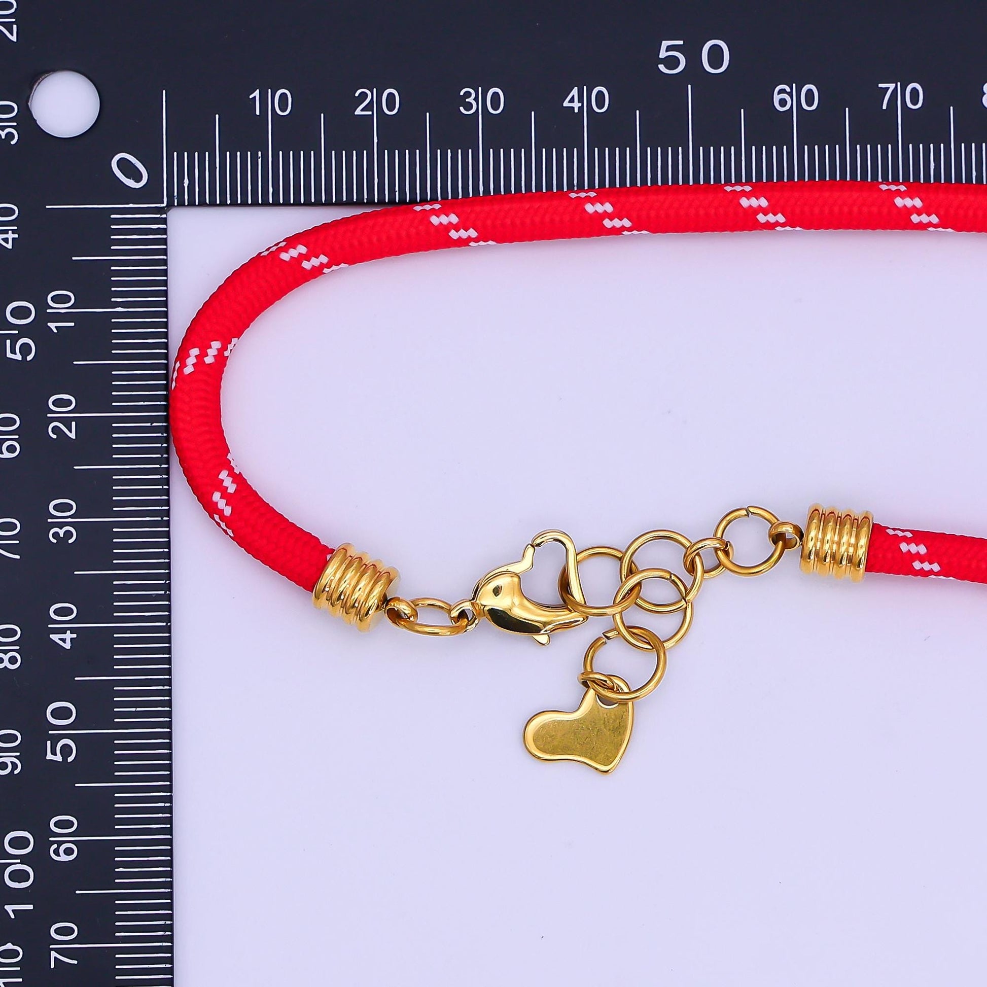 Stainless Steel 5mm Red, Green Heart Summer Sport Cord 18.5 Inch Necklace | WA-3157 WA-3158