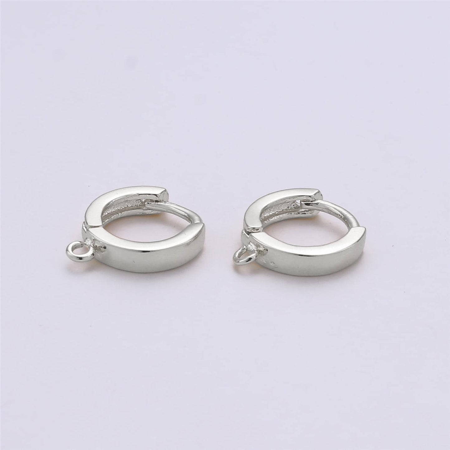 Sterling Silver Earring Findings - Open Link earring Post, 925 sterling silver 12mm Huggie hoop earring K-519