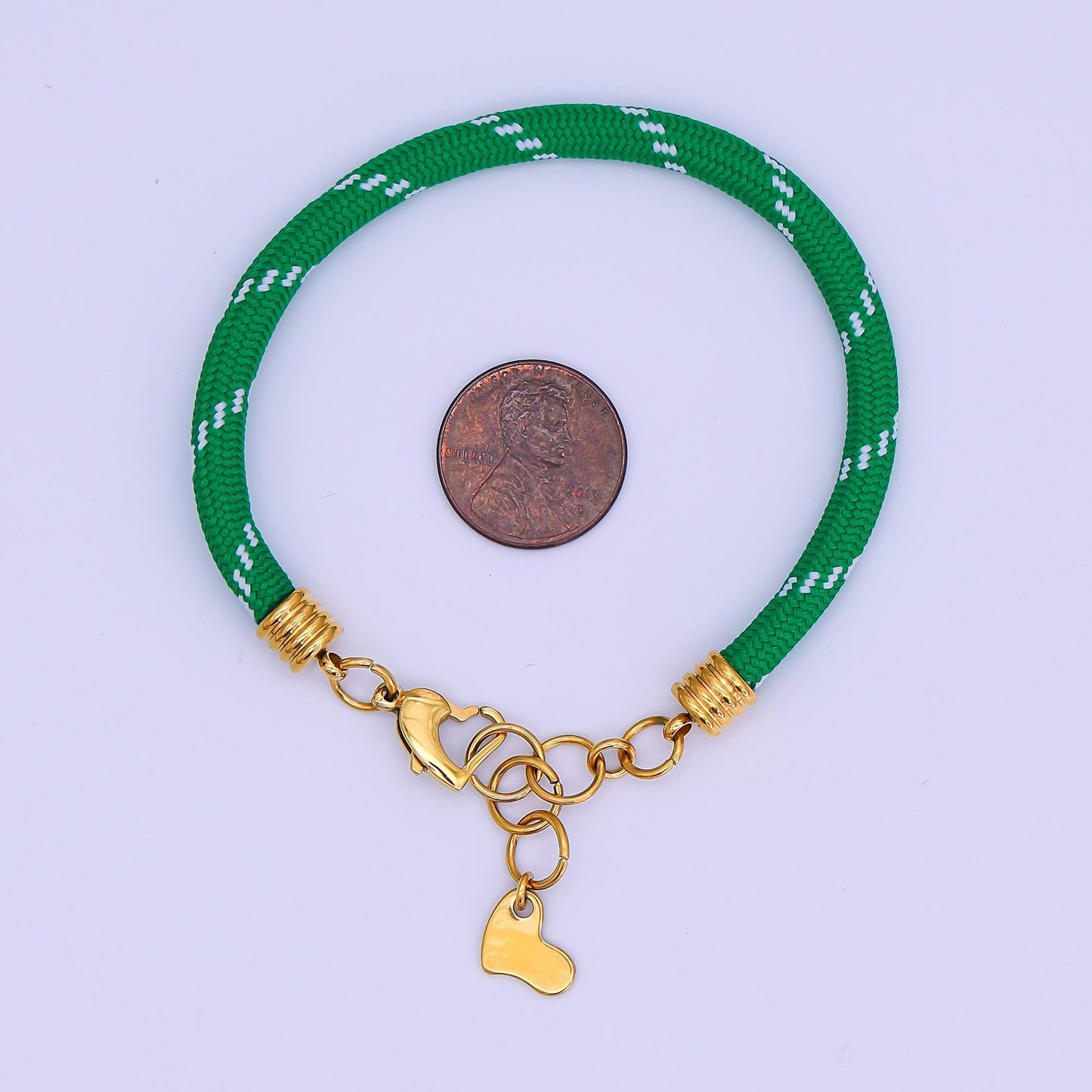Stainless Steel 5mm Red, Green Heart Summer Sport Cord Bracelet | WA-3159 WA-3160