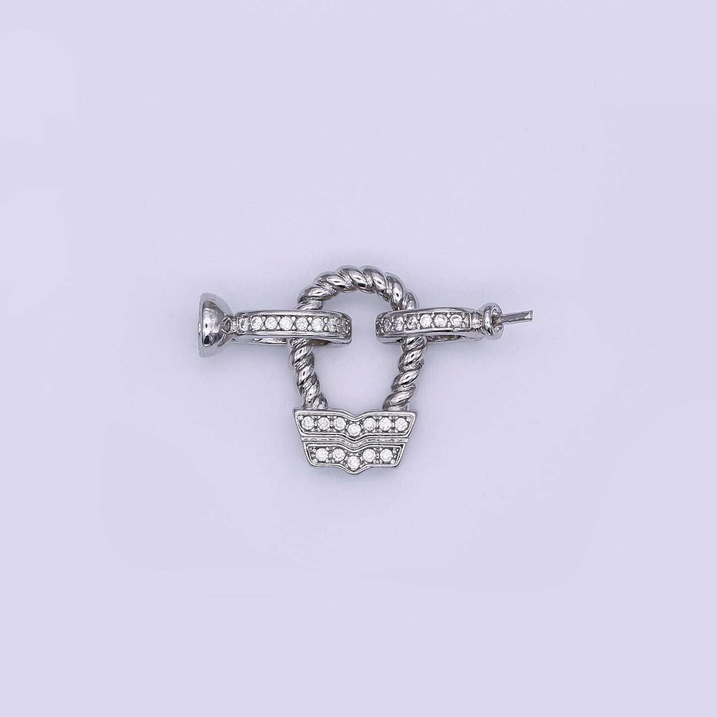 24K Gold Filled Micro Paved CZ Croissant Needle Bead Clasps Closure Findings Set in Gold & Silver | Z1265