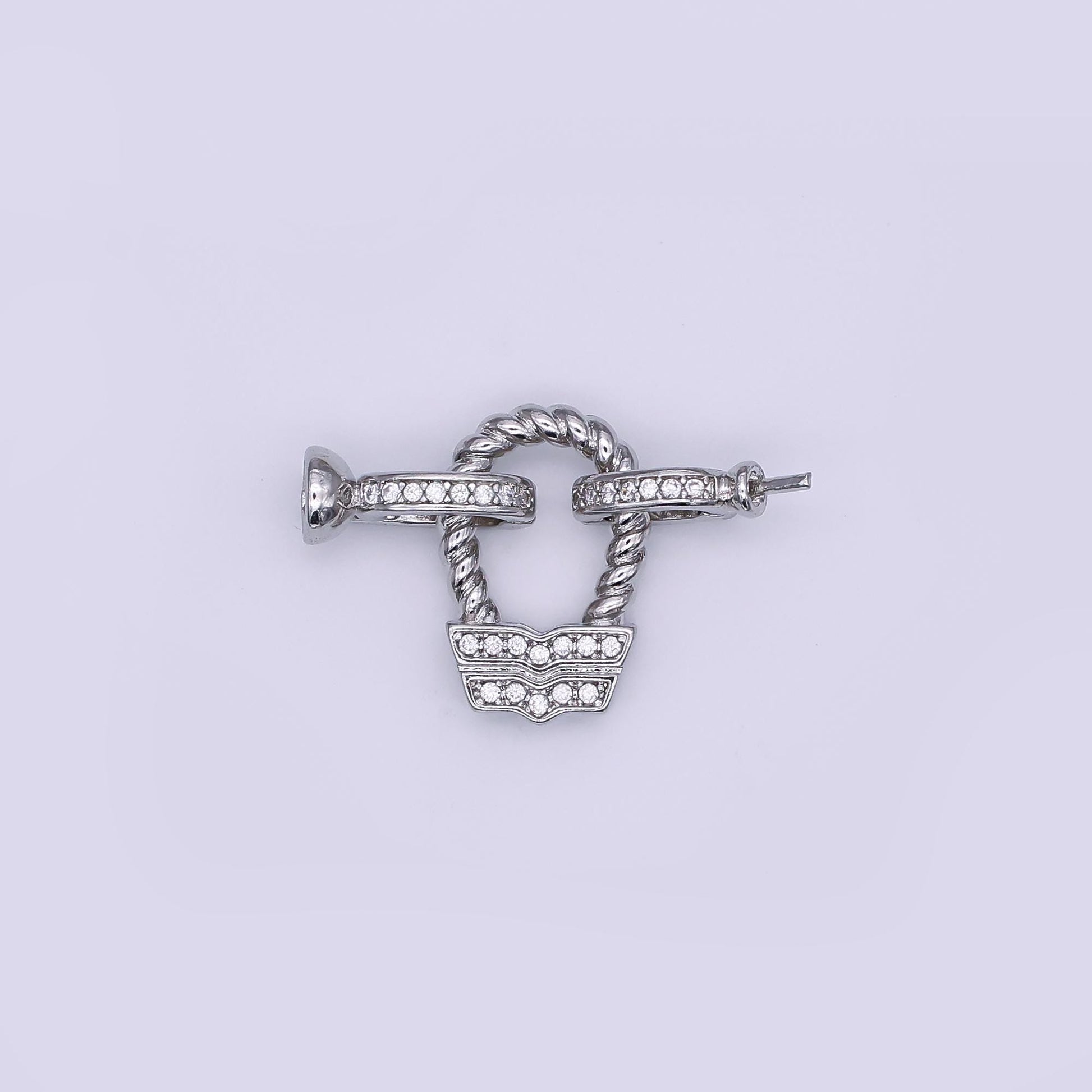 24K Gold Filled Micro Paved CZ Croissant Needle Bead Clasps Closure Findings Set in Gold & Silver | Z1265
