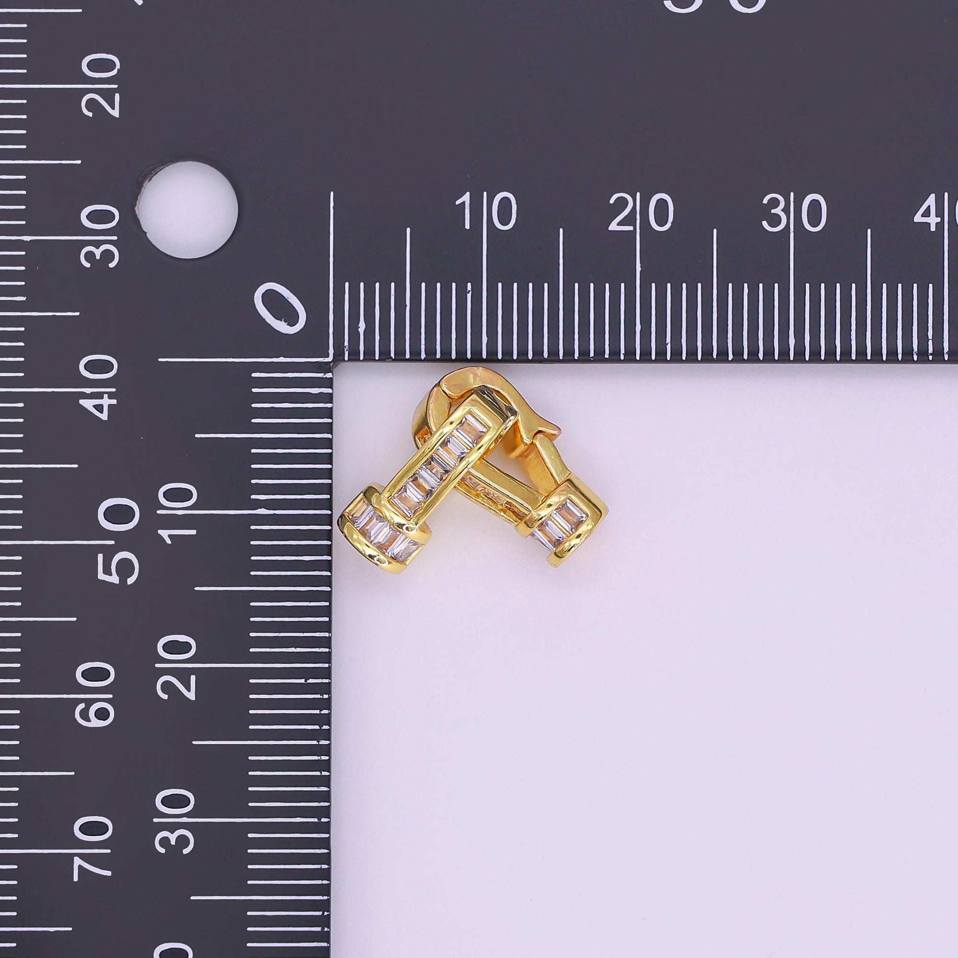 24K Gold Filled Baguette CZ Snap Hook Closure Enhancer Finding Set | Z1270