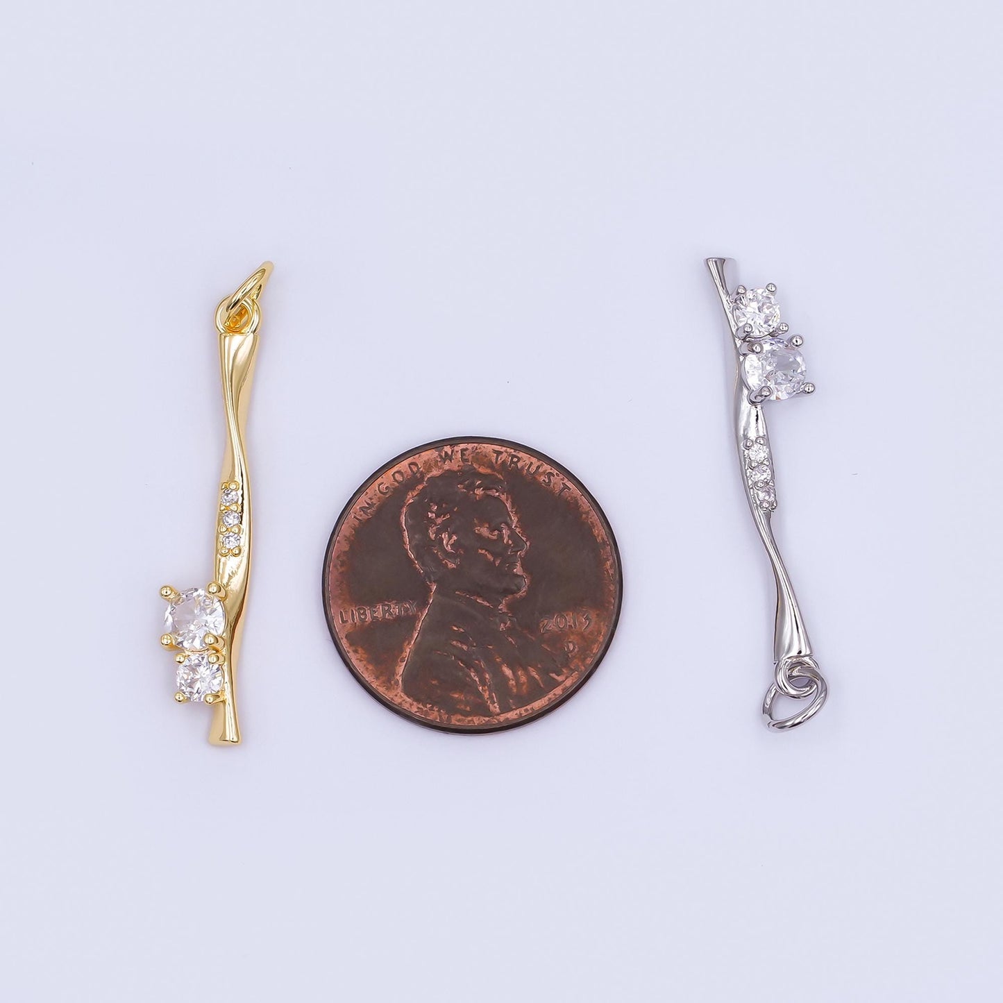 24K Gold Filled Micro Paved CZ Molten Drip Charm in Gold & Silver | AF469