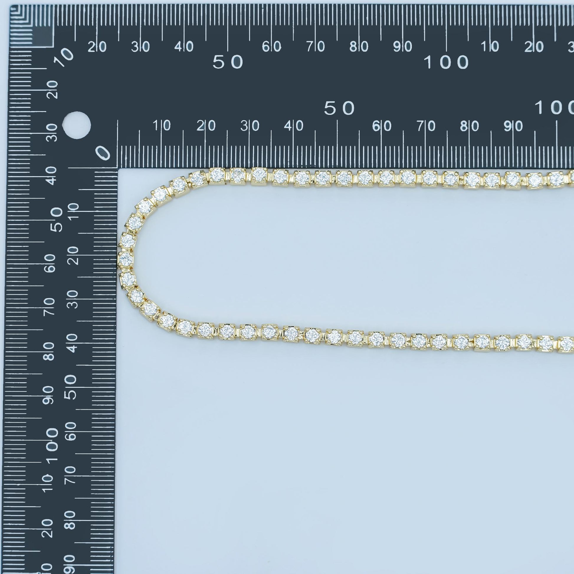 24K Gold Filled 3.8mm Clear CZ Tennis Chain 18 Inch Necklace | WA-3022