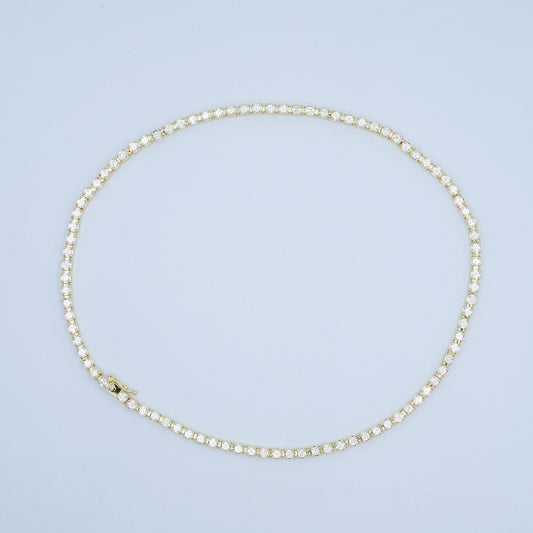 24K Gold Filled 3.8mm Clear CZ Tennis Chain 18 Inch Necklace | WA-3022
