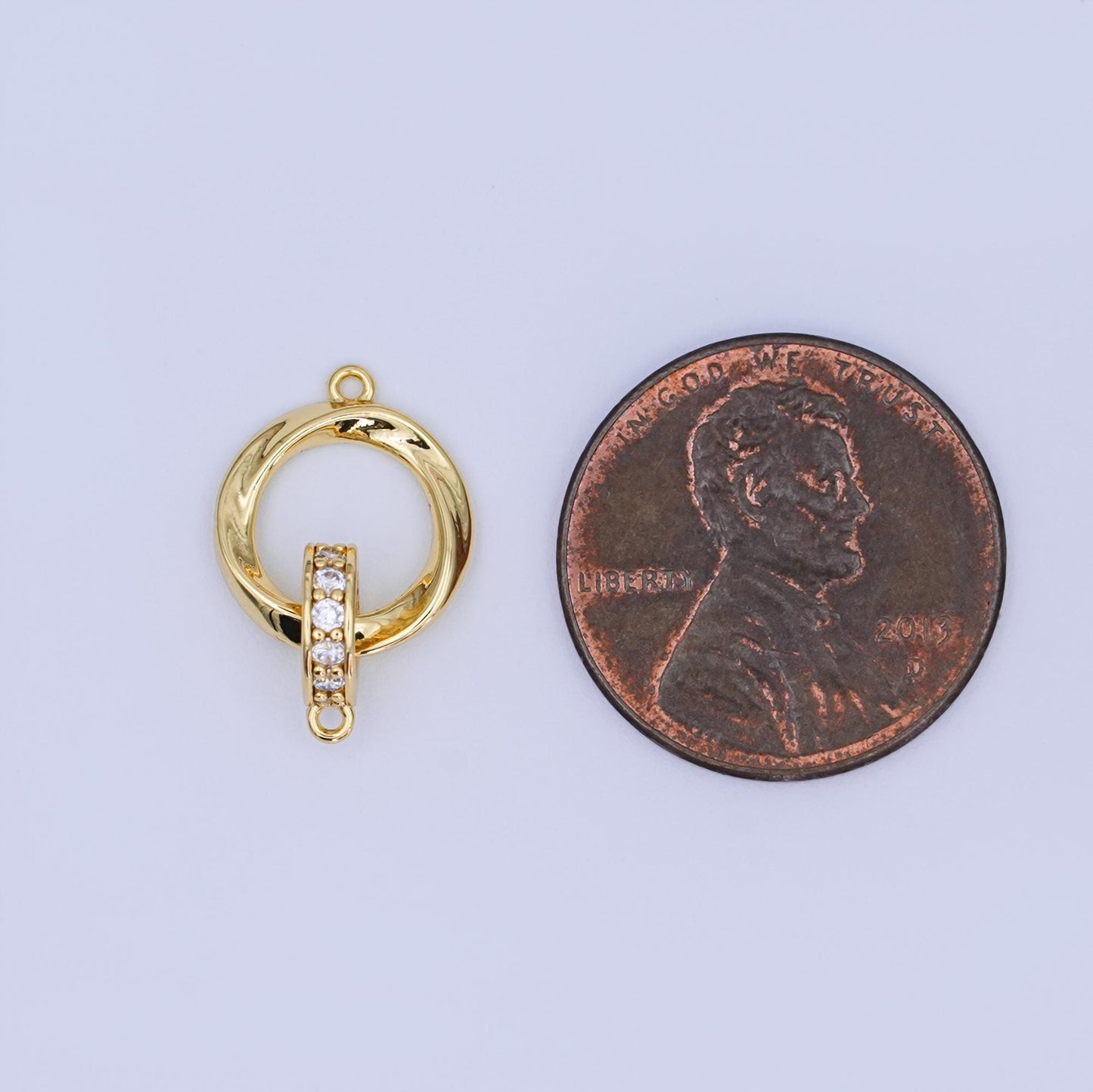 24K Gold Filled Micro Paved CZ Double Round Link Connector | Y027