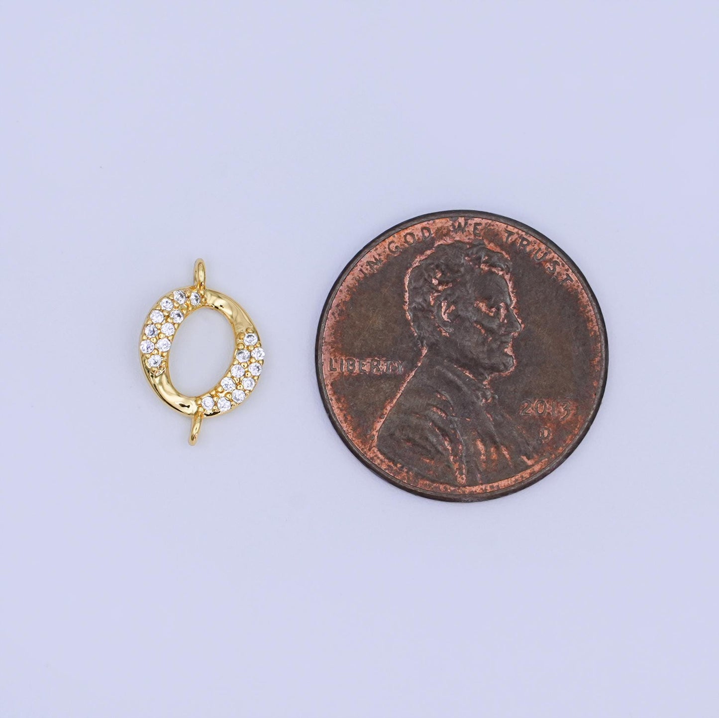 24K Gold Filled Clear Micro Paved CZ Round Connector | Y026