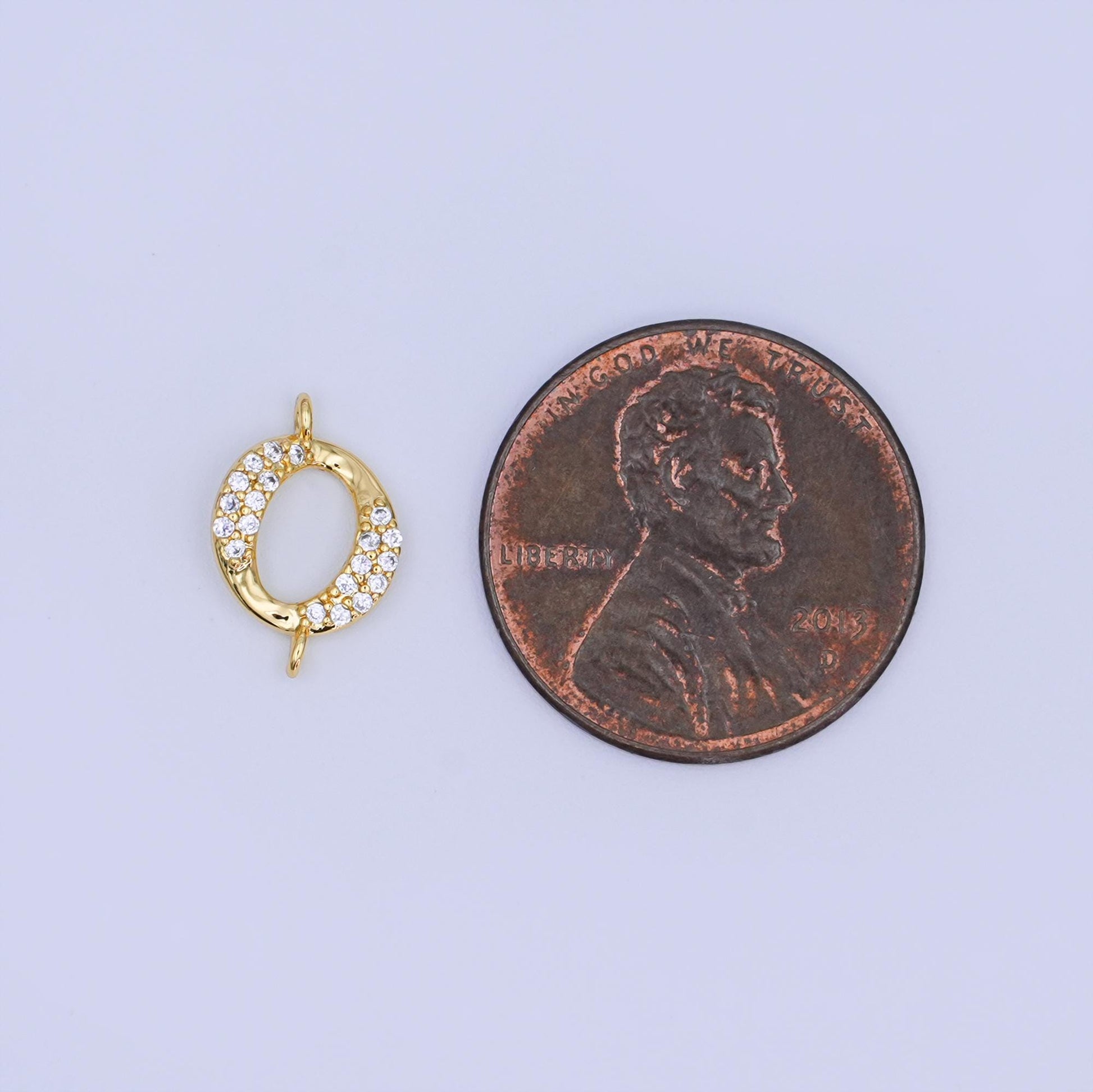 24K Gold Filled Clear Micro Paved CZ Round Connector | Y026